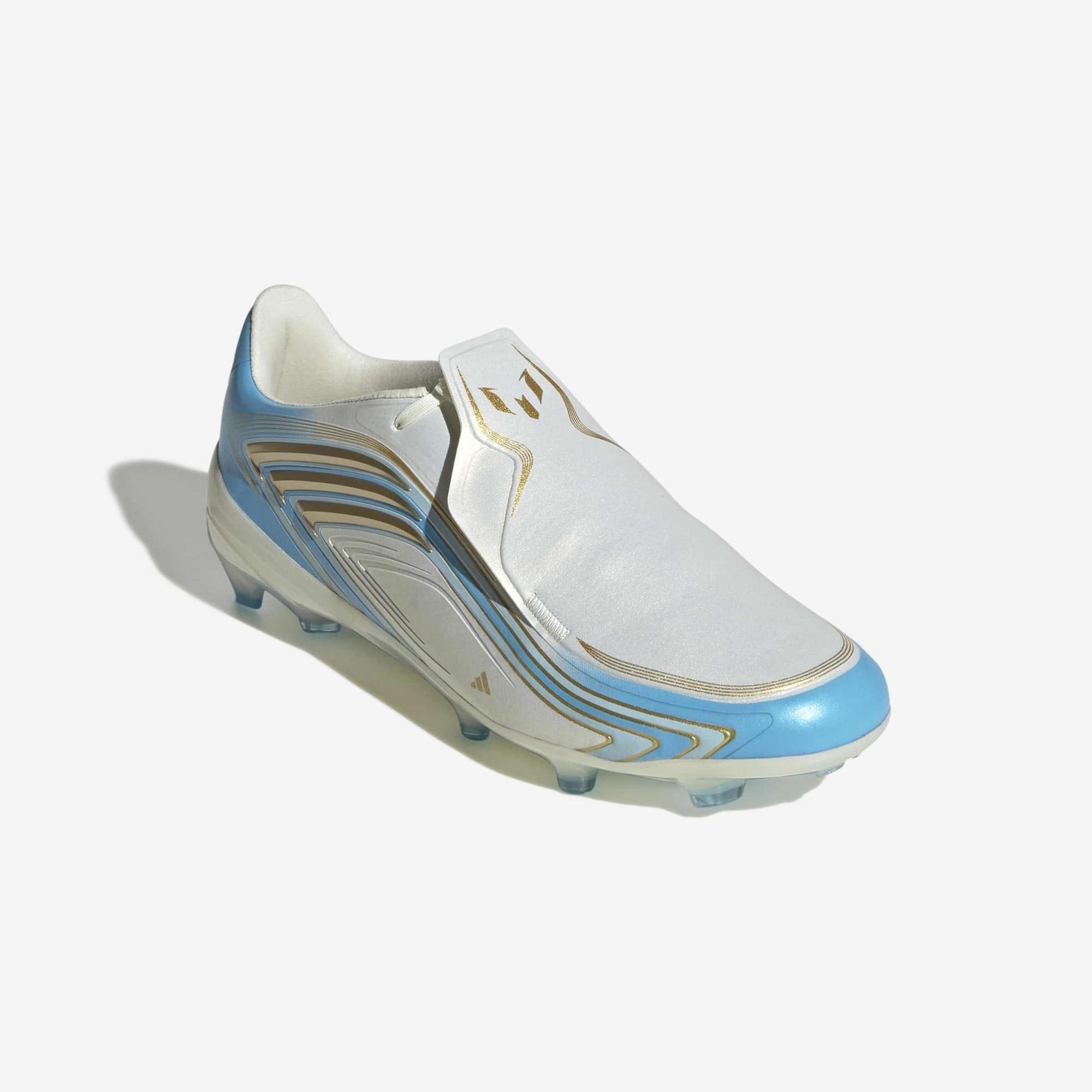 adidas Jr. F50 Messi Elite Big Kids' Firm-Ground Low-Top Soccer Cleats - Ivory / Semi Blue Burst / Icey Blue