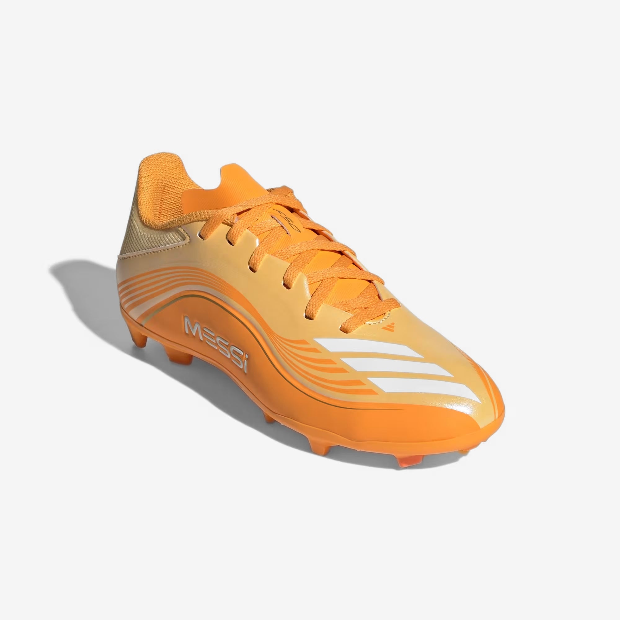 adidas Jr. F50 Messi League Big Kids' Firm/Multi-Ground Low-Top Soccer Cleats - Ice Tangerine / Gold Met. / Pure Tangerine