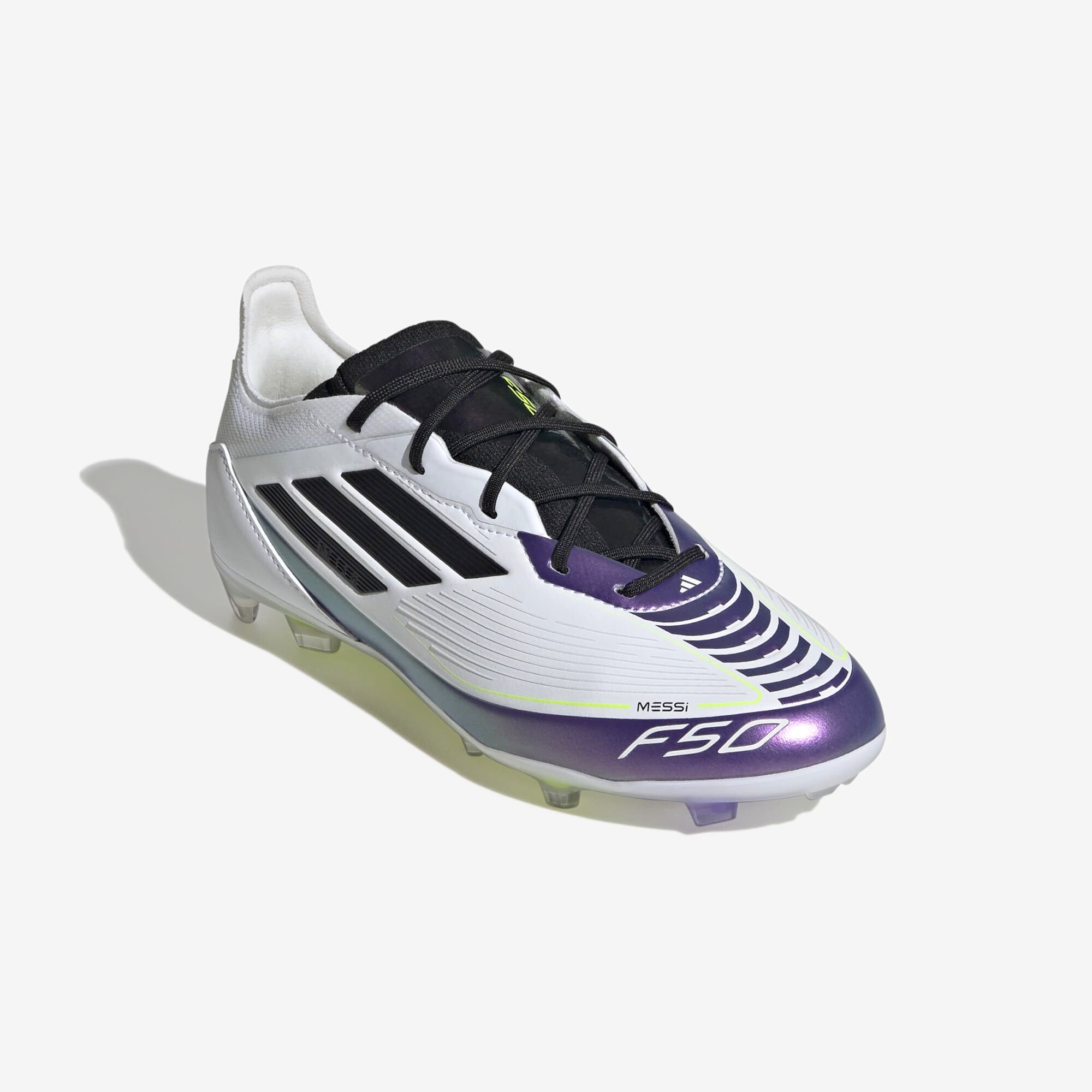 adidas Jr. Messi F50 Pro Little/Big Kids' FG Low-Top Soccer Cleats - Cloud White / Core Black / Purple