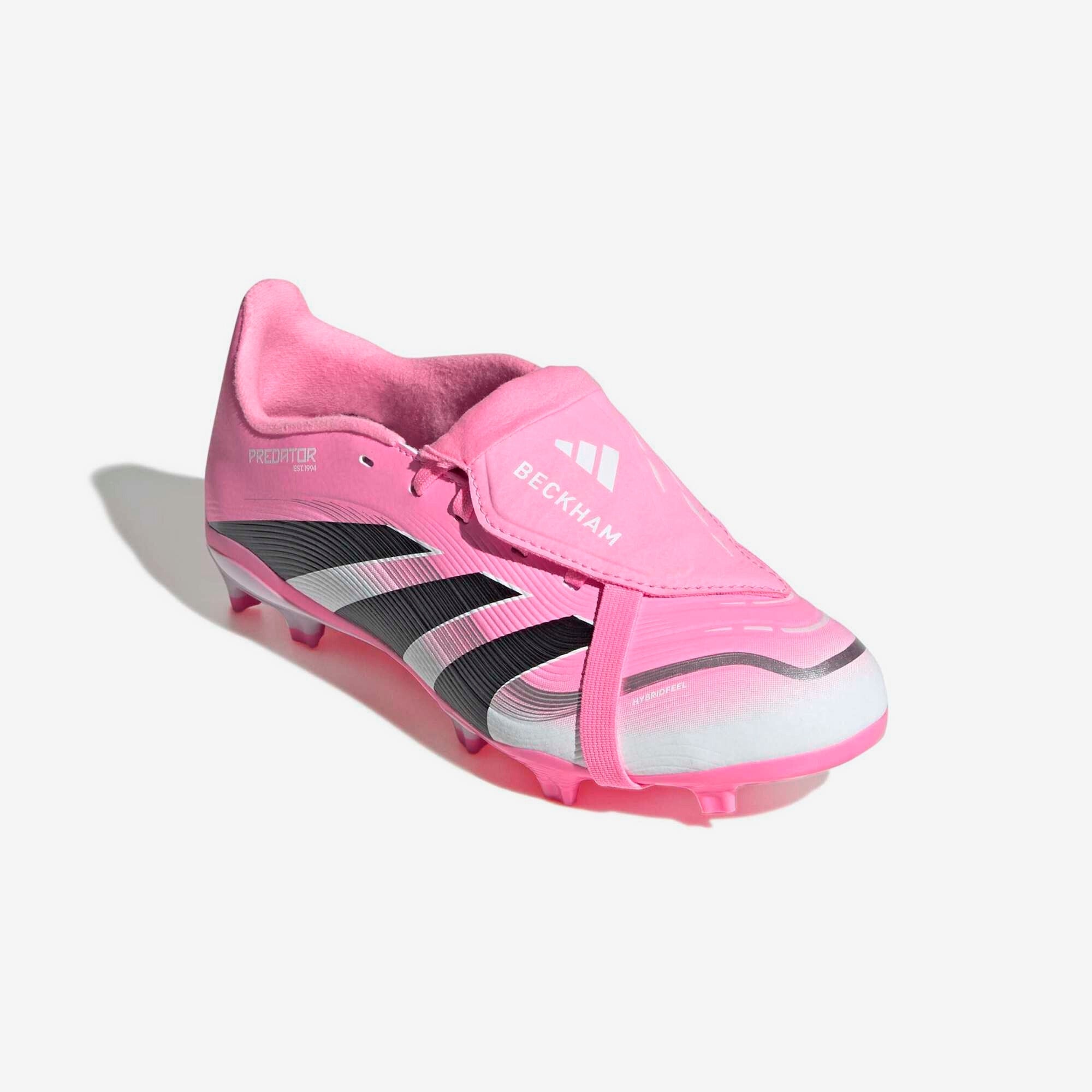 adidas Jr. Predator League Fold-Over Tongue Big Kids' Firm/Multi-Ground Low-Top Soccer Cleats - Beam Pink / Core Black / Cloud White