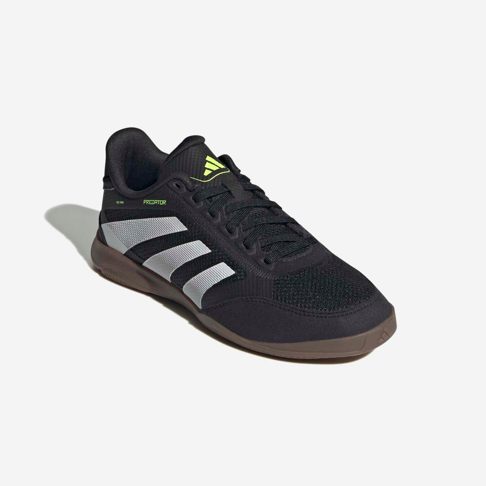 adidas Jr. Predator League Big Kids' Indoor/Court Low-Top Soccer Shoes - Core Black / Cloud White / Lucid Lemon