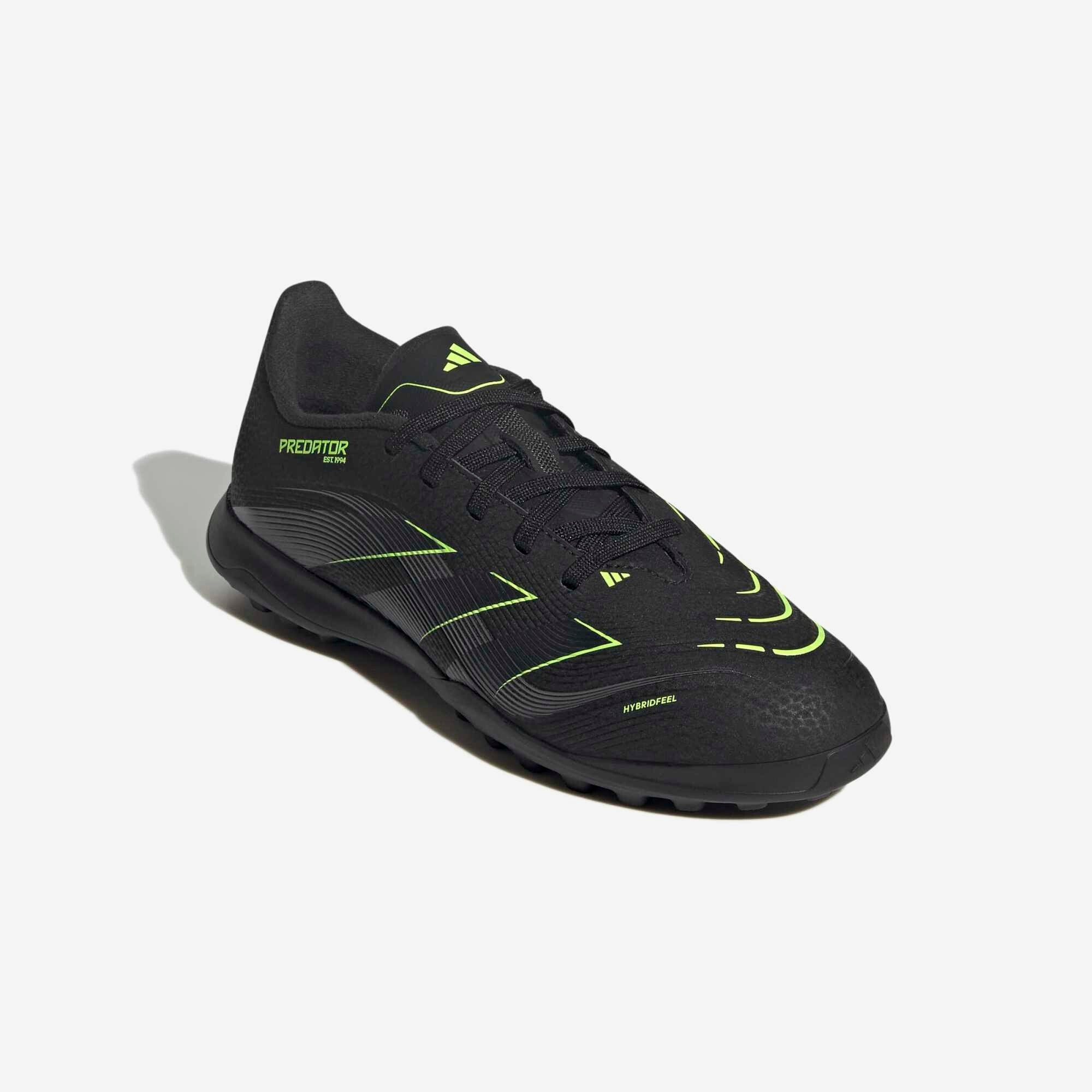 adidas Jr. Predator League Kids' Turf Low-Top Soccer Shoes - Core Black / Carbon / Lucid Lemon
