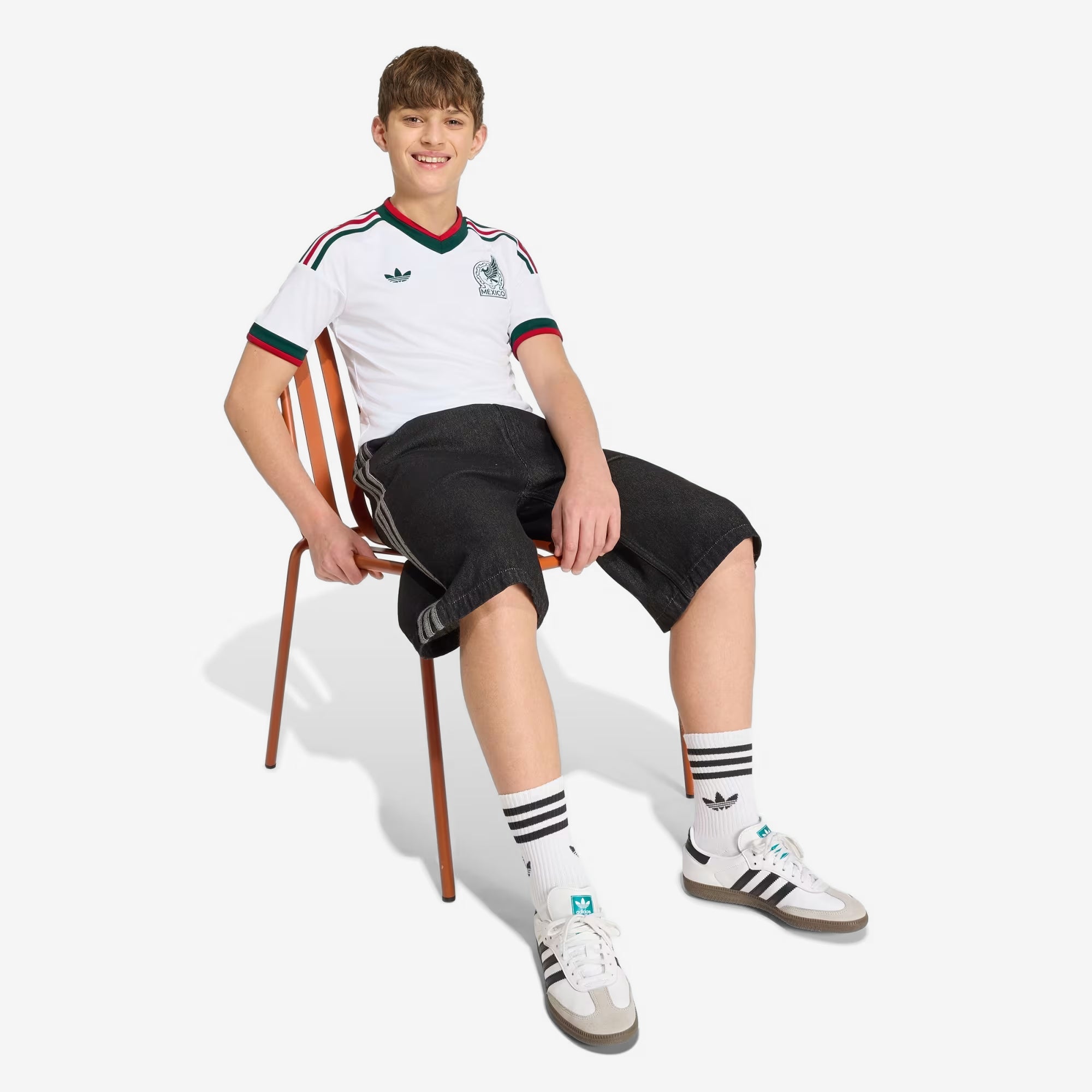 adidas Mexico 2026 Stadium Away Big Kids' Soccer Jersey - White