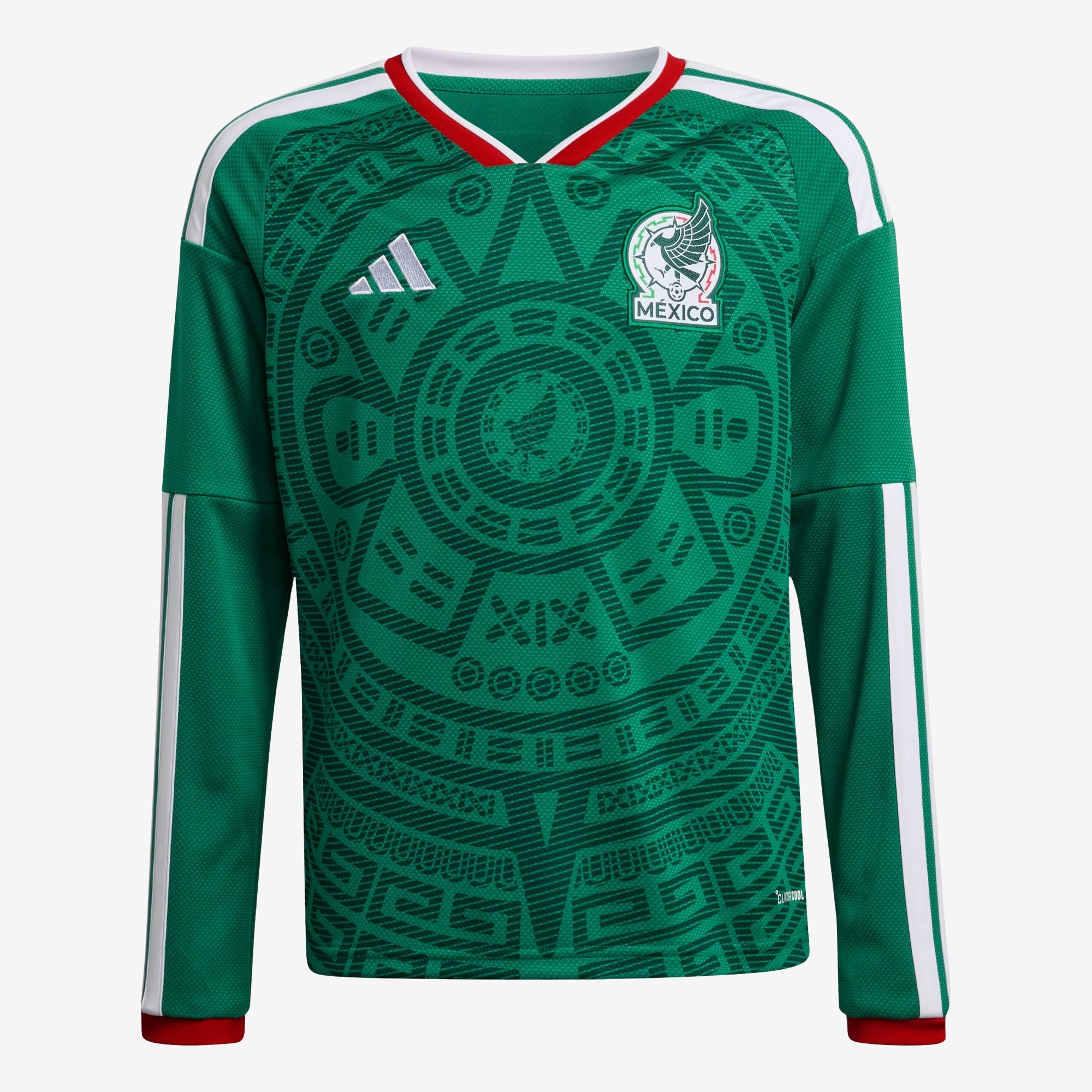 adidas Mexico 2026 Stadium Home Big Kids' Soccer Long-Sleeve Jersey - Bold Green