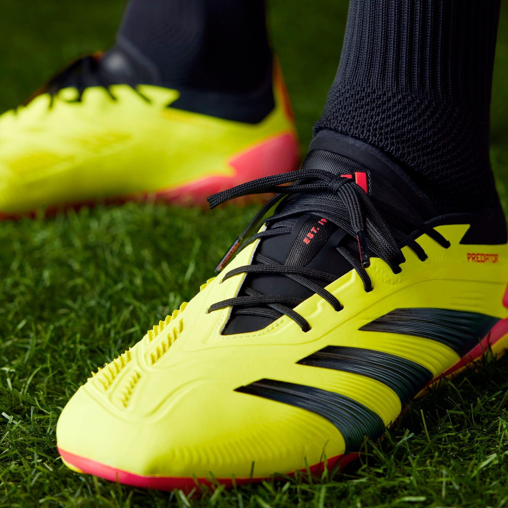 adidas Predator Elite Firm-Ground Low-Top Soccer Cleats - Team Solar Yellow 2 / Core Black / Solar Red