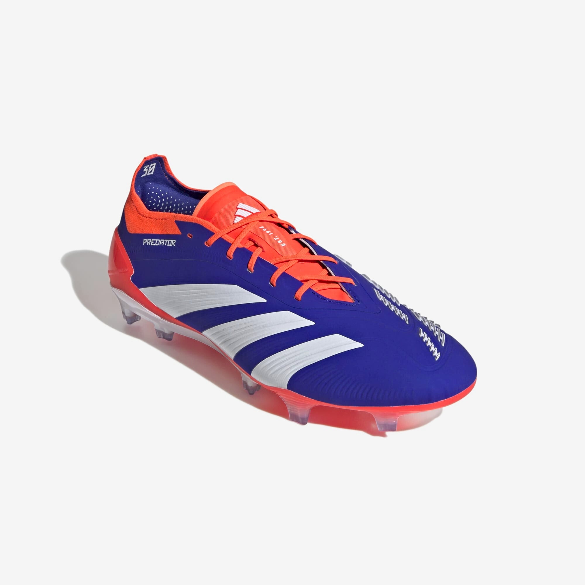 adidas Predator Elite FG Low-Top Soccer Cleats - Lucid Blue / Cloud White / Solar Red