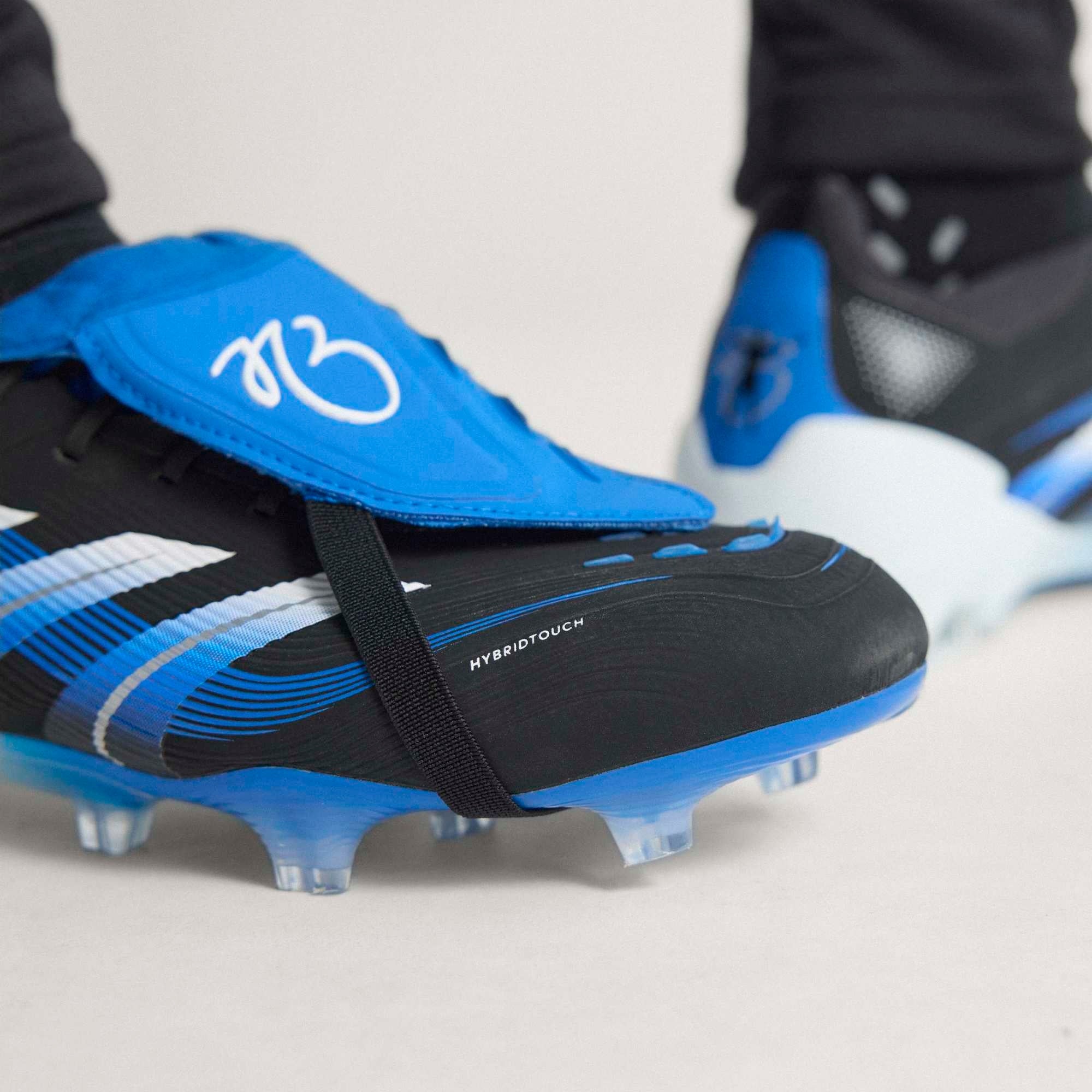adidas Predator Elite JB Fold-Over Tongue Firm-Ground Low-Top Soccer Cleats - Core Black / Cloud White / Glow Blue