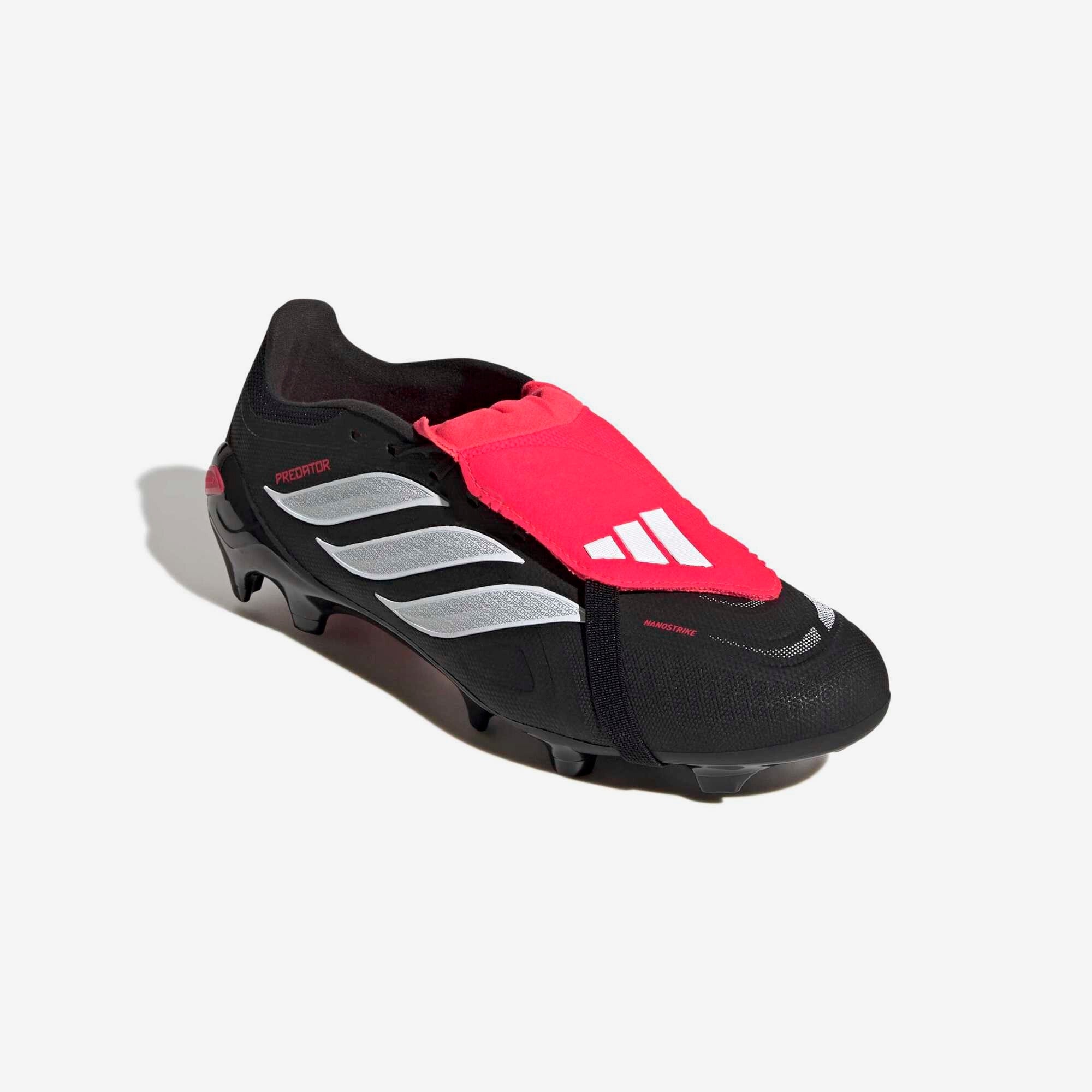 adidas Predator League Fold-Over Tongue Firm-Ground Low-Top Soccer Cleats - Core Black / Cloud White / Lucid Red