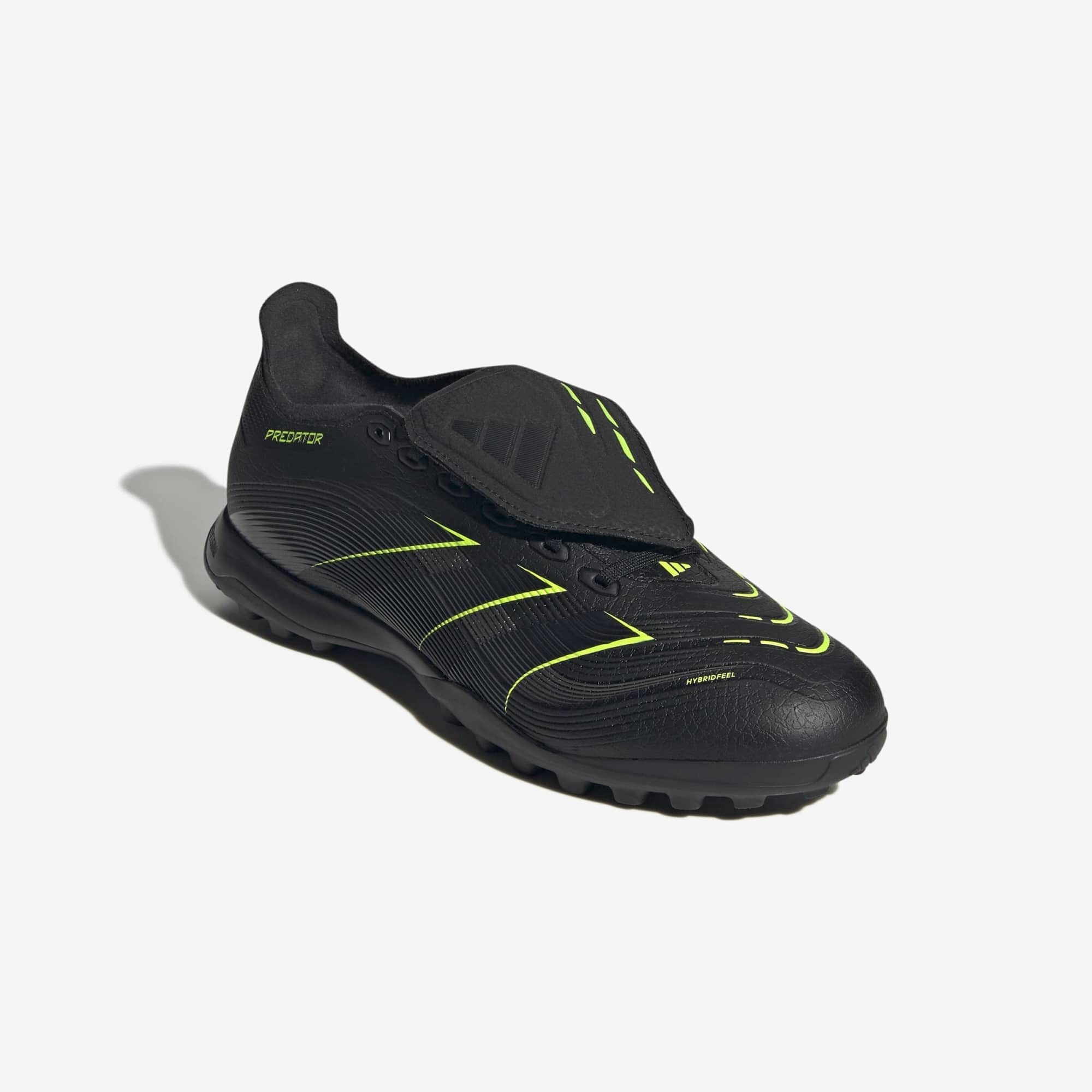 adidas Predator League Fold-Over Tongue Turf Low-Top Soccer Shoes - Core Black / Carbon / Lucid Lemon
