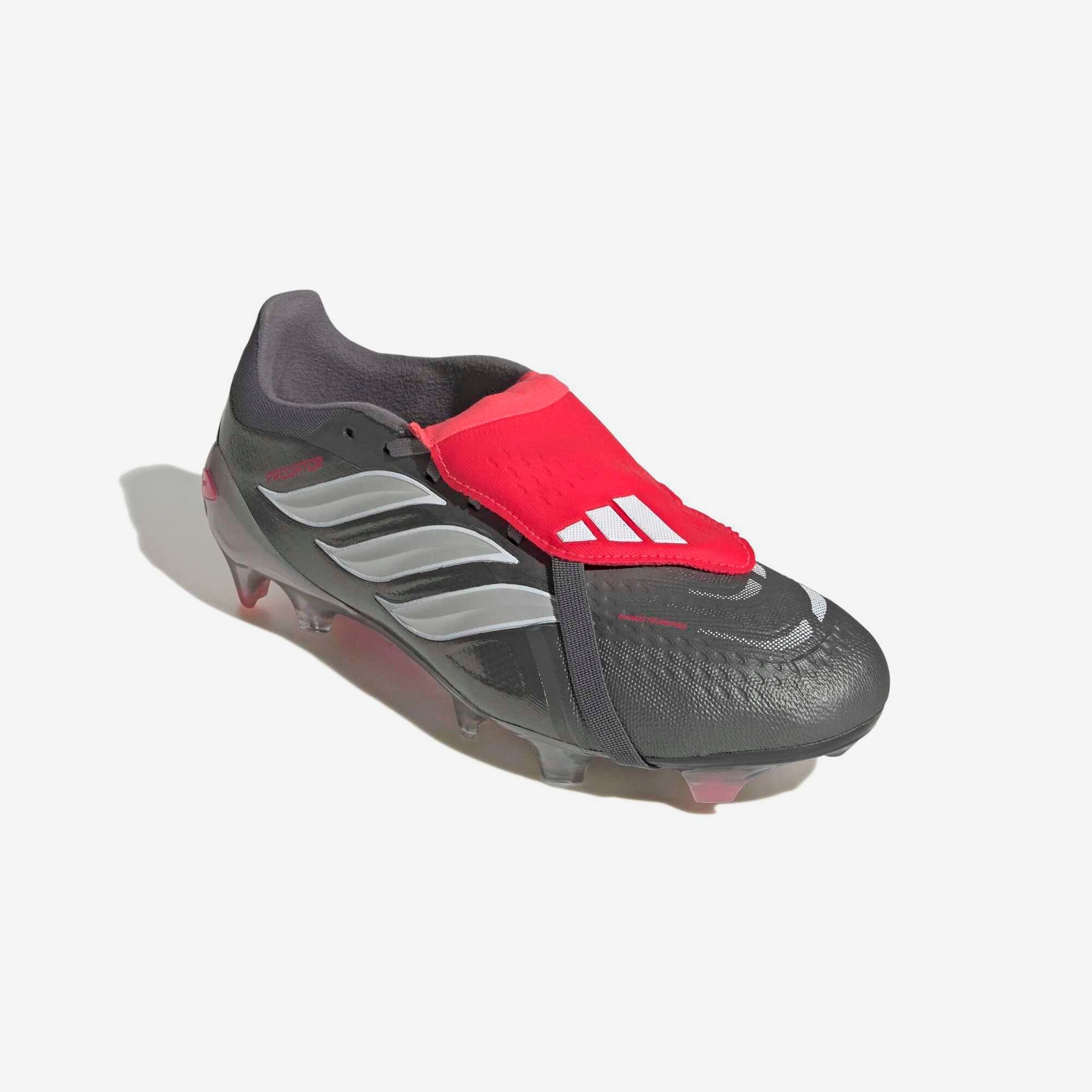 adidas Predator Pro Fold-Over Tongue Firm-Ground Low-Top Soccer Cleats - Iron Metallic / Zero Metalic / Lucid Red