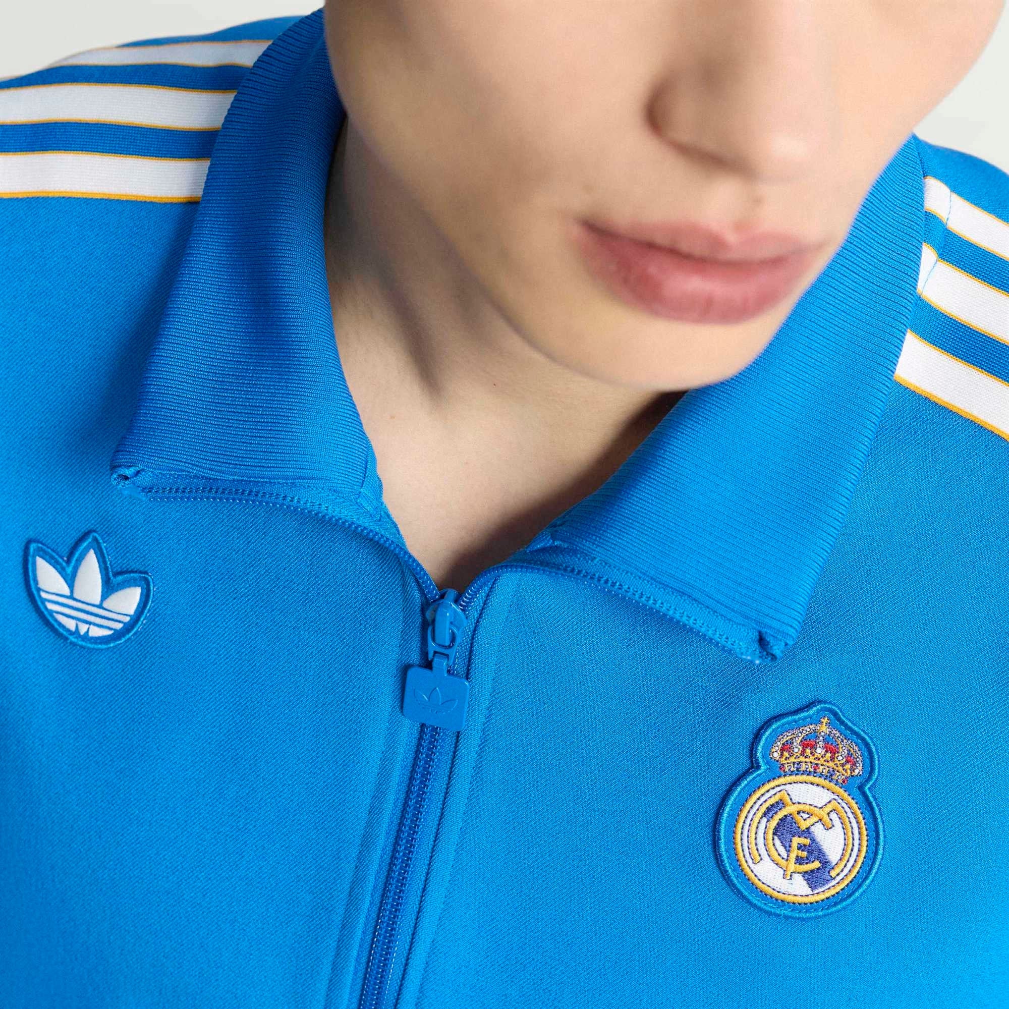 adidas Real Madrid Terrace Icons Men's Full-Zip Soccer Track Jacket - Bluebird / White