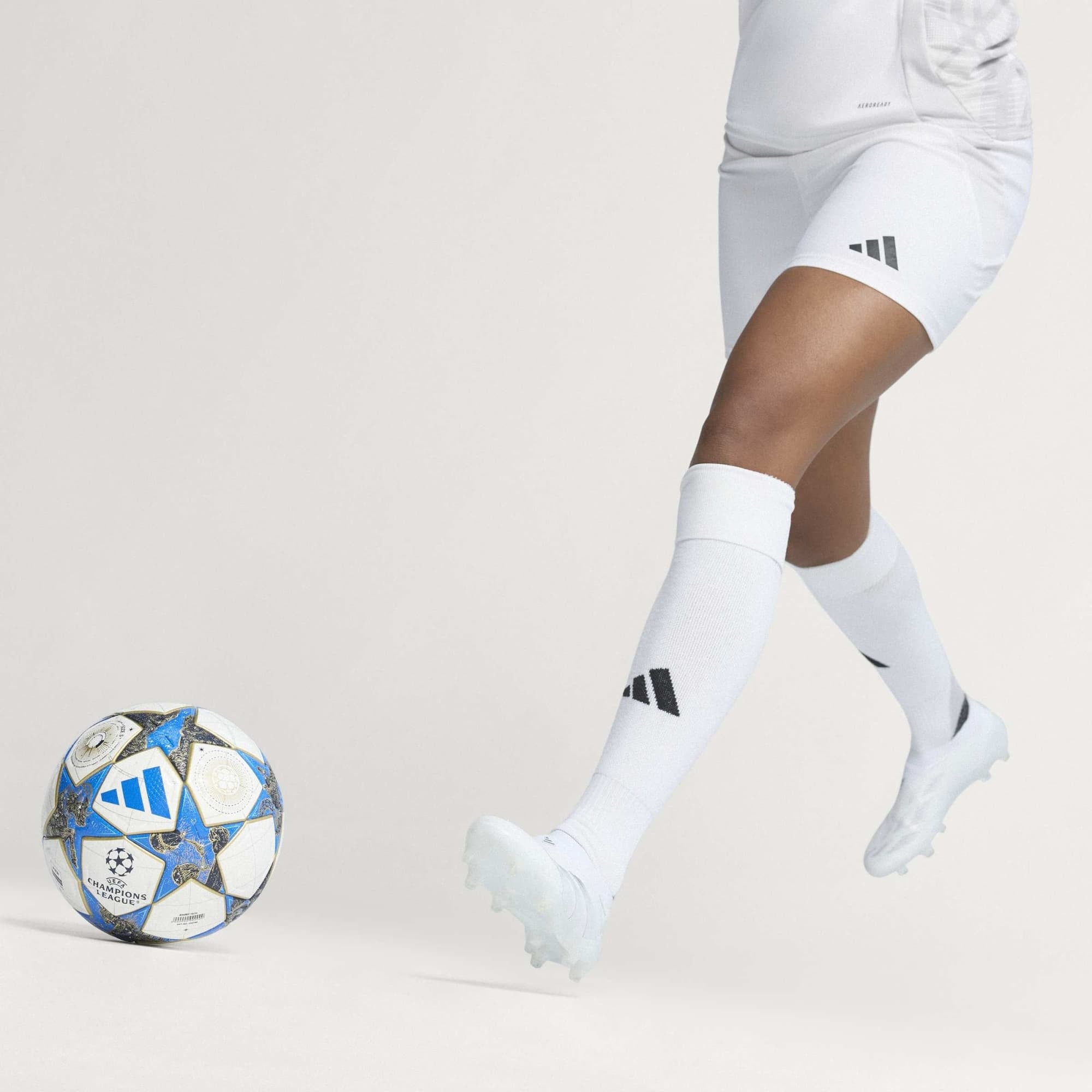 adidas UCL Pro 25/26 League Stage Soccer Ball - White / Dark Blue / Pantone / Gold Metallic