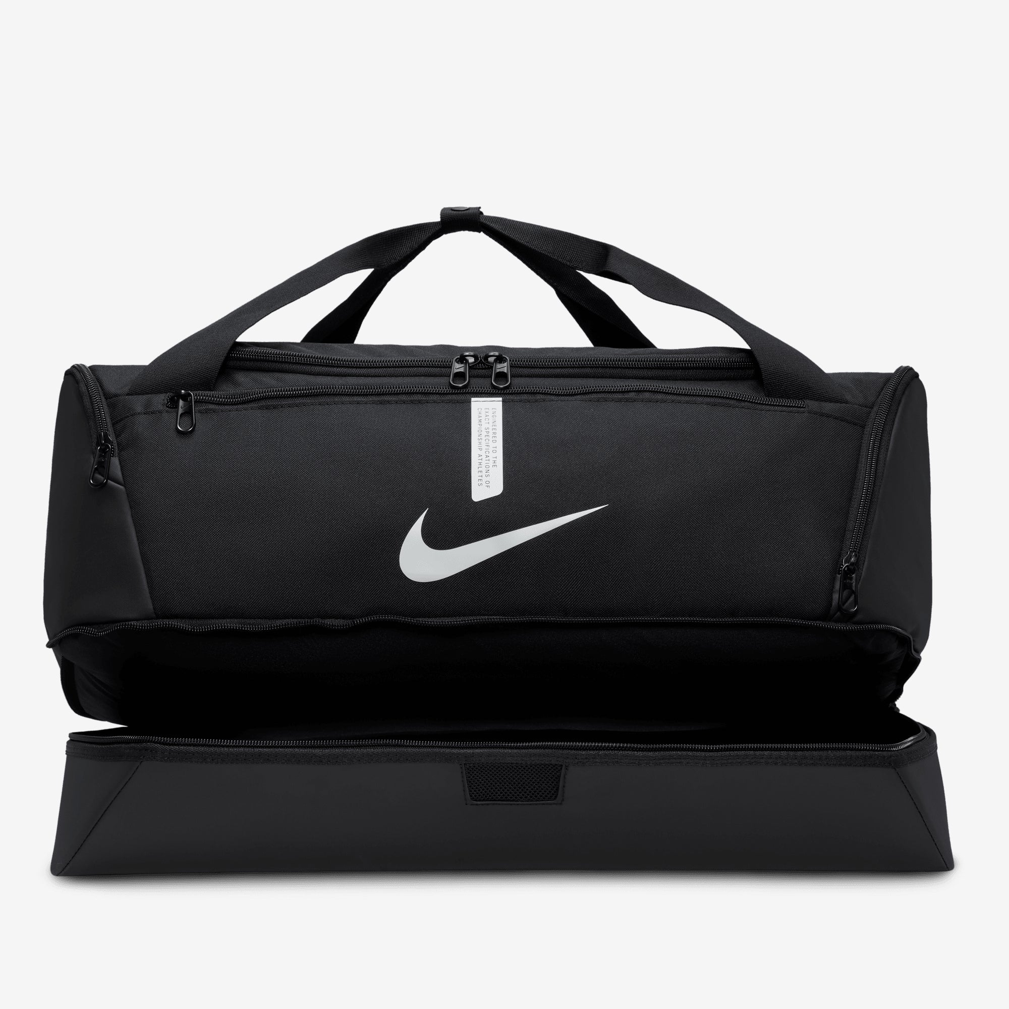 Nike Academy Team Soccer Hardcase Duffel Bag (Medium, 37L) - Black/Black/White
