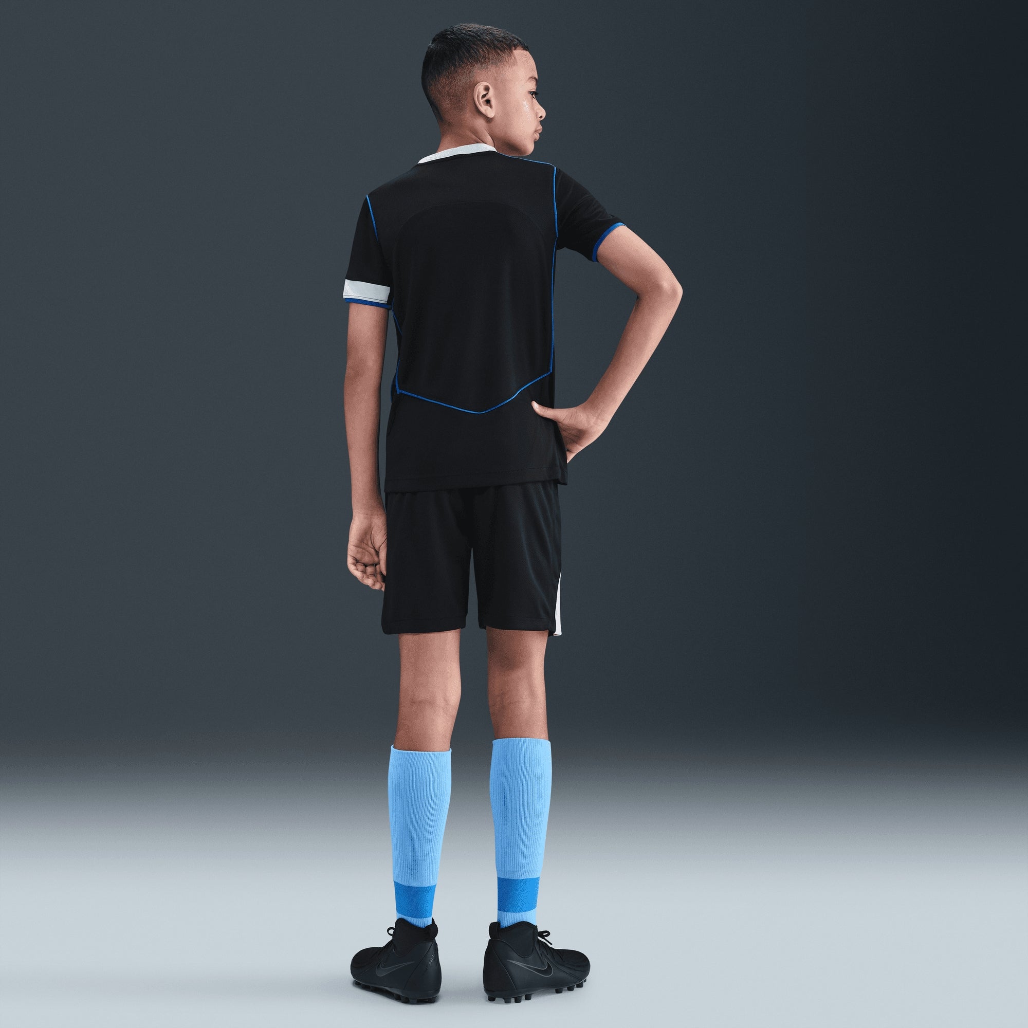Nike Chelsea 2025/26 Stadium Third Big Kids' Dri-FIT Total 90 Soccer Replica Jersey - Black/Field Silver/Field Silver