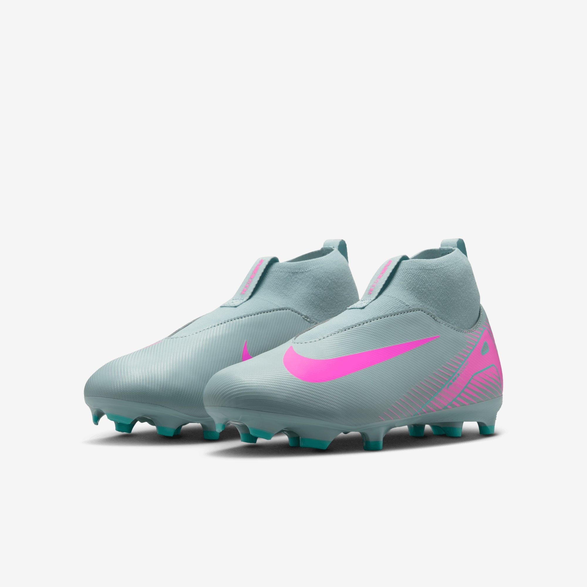 Nike Jr. Mercurial Superfly 10 Academy Little/Big Kids' MG High-Top Soccer Cleats - Ocean Cube/Pink Blast