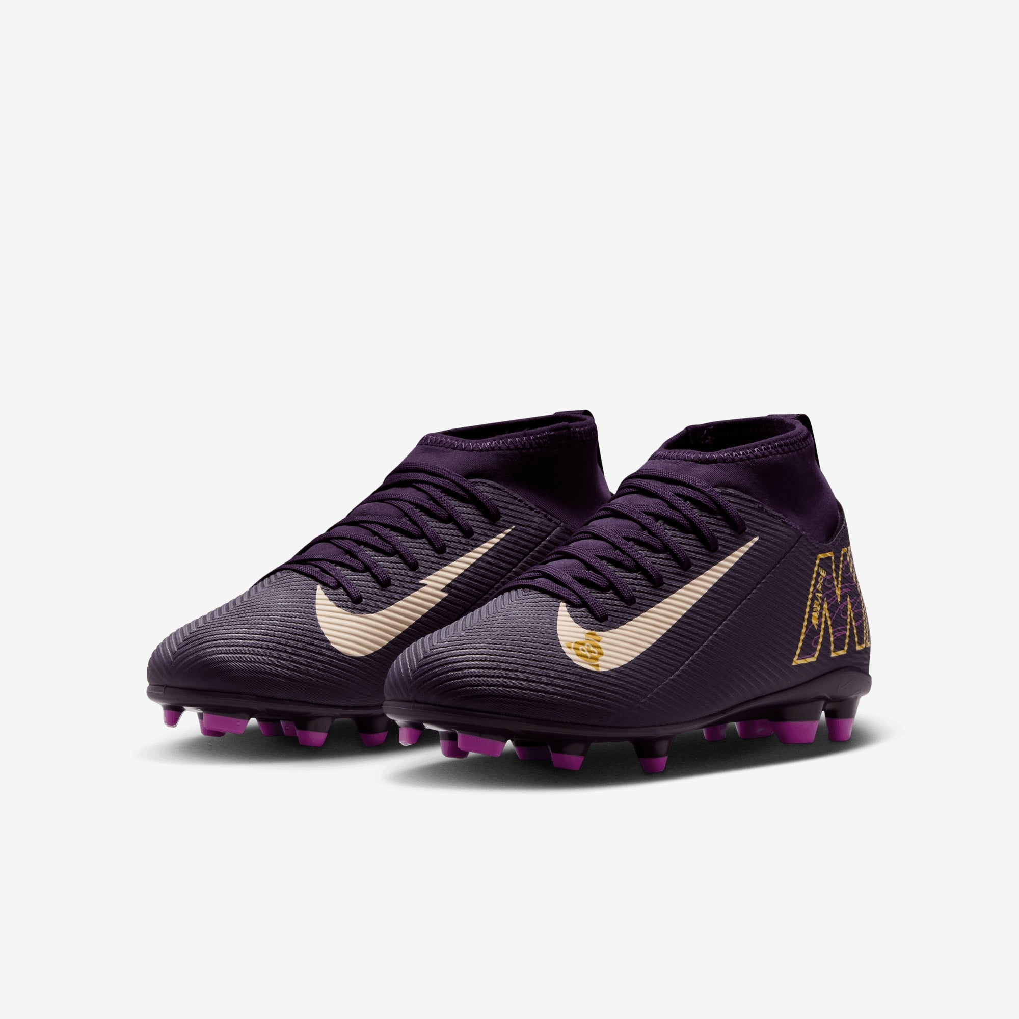Nike Jr. Mercurial Superfly 10 Club "Kylian Mbappé" Little/Big Kids' MG High-Top Soccer Cleats - Grand Purple/Pale Ivory