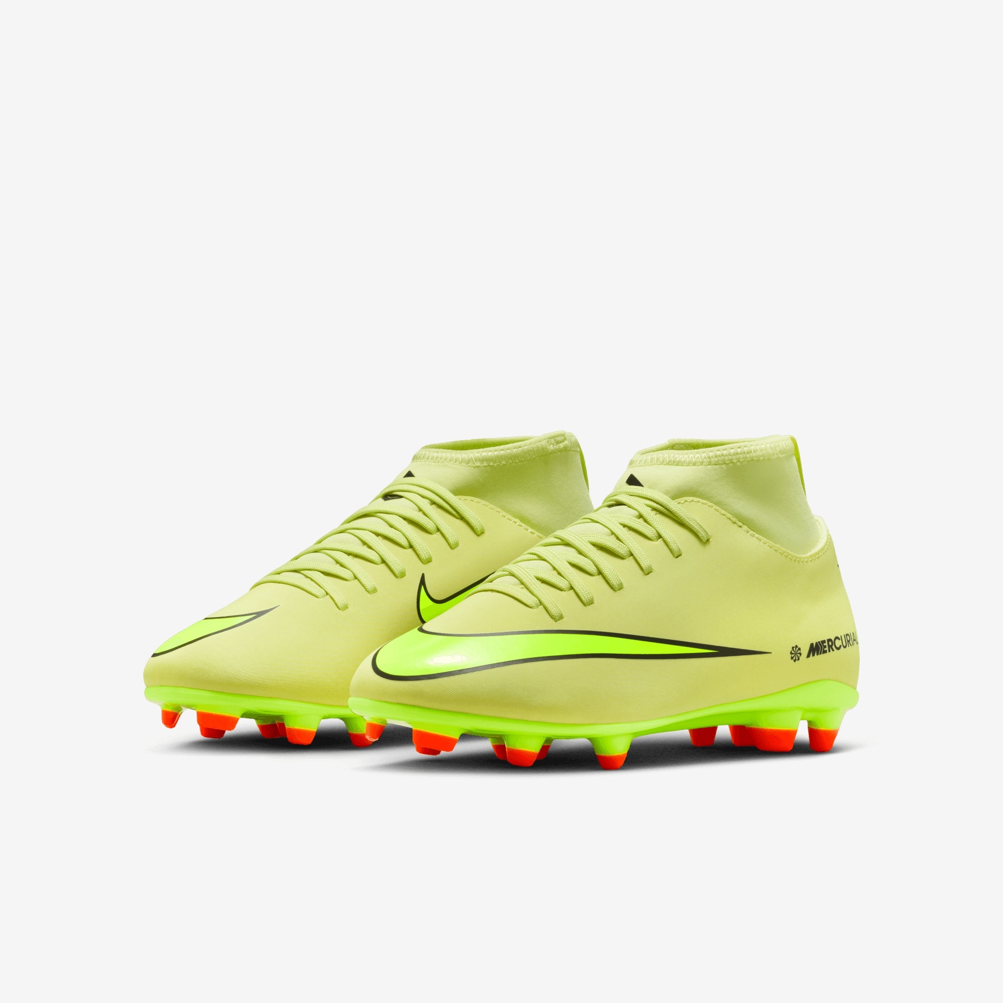 Nike Jr. Mercurial Superfly 10 Club Little/Big Kids' Multi-Ground High-Top Soccer Cleats - Limelight/Volt-Hyper Crimson