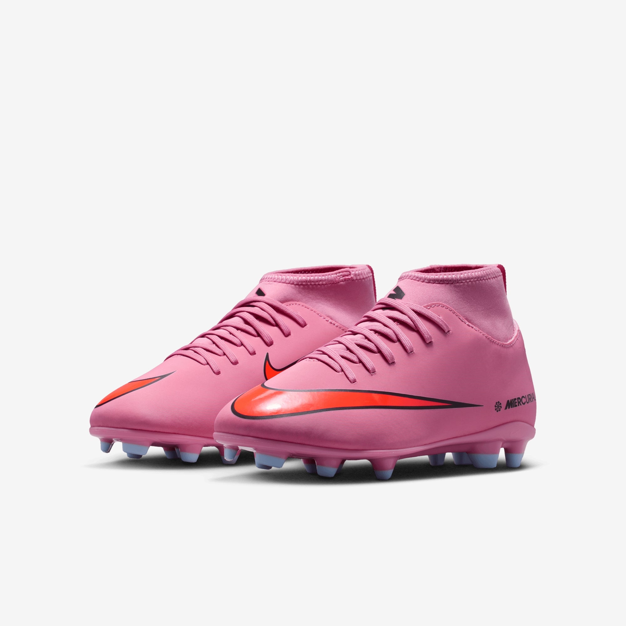 Nike Jr. Mercurial Superfly 10 Club Little/Big Kids' Multi-Ground High-Top Soccer Cleats - Magic Flamingo/Black-Total Crimson