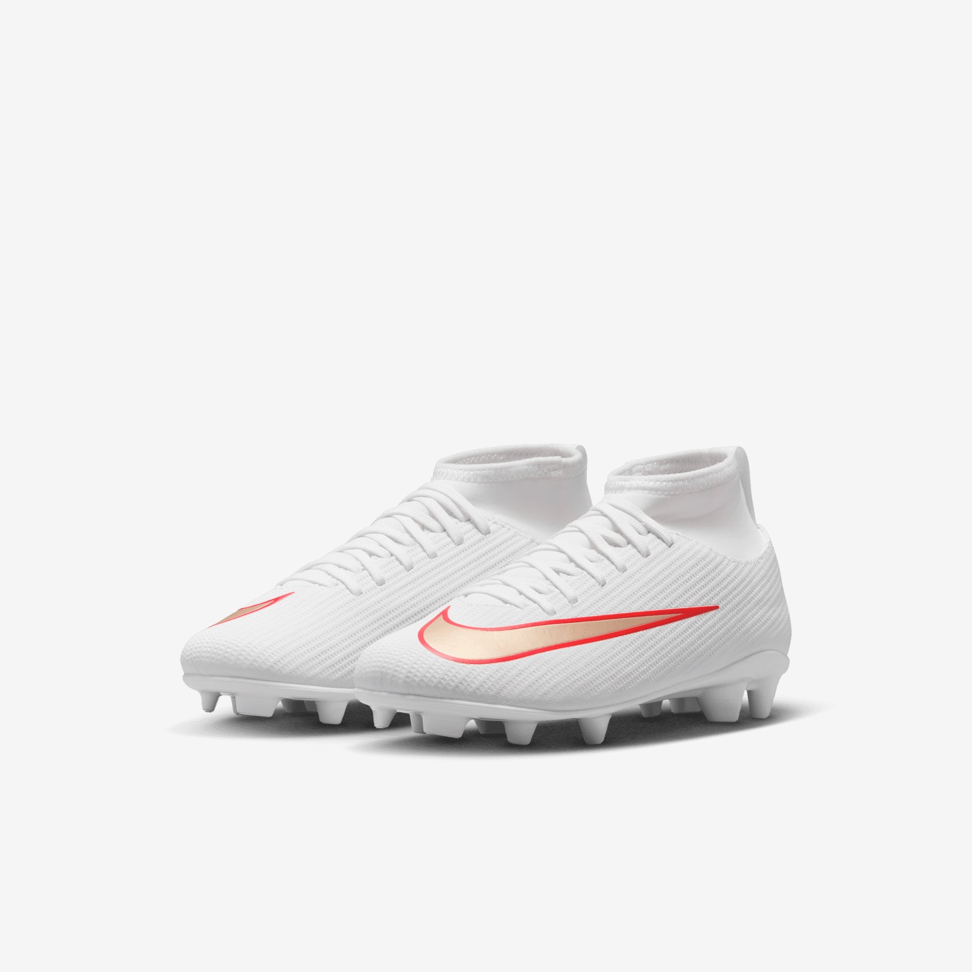 Nike Jr. Mercurial Superfly 11 Club Little Kids' Multi-Ground High-Top Soccer Cleats - White/Blur-Bright Crimson