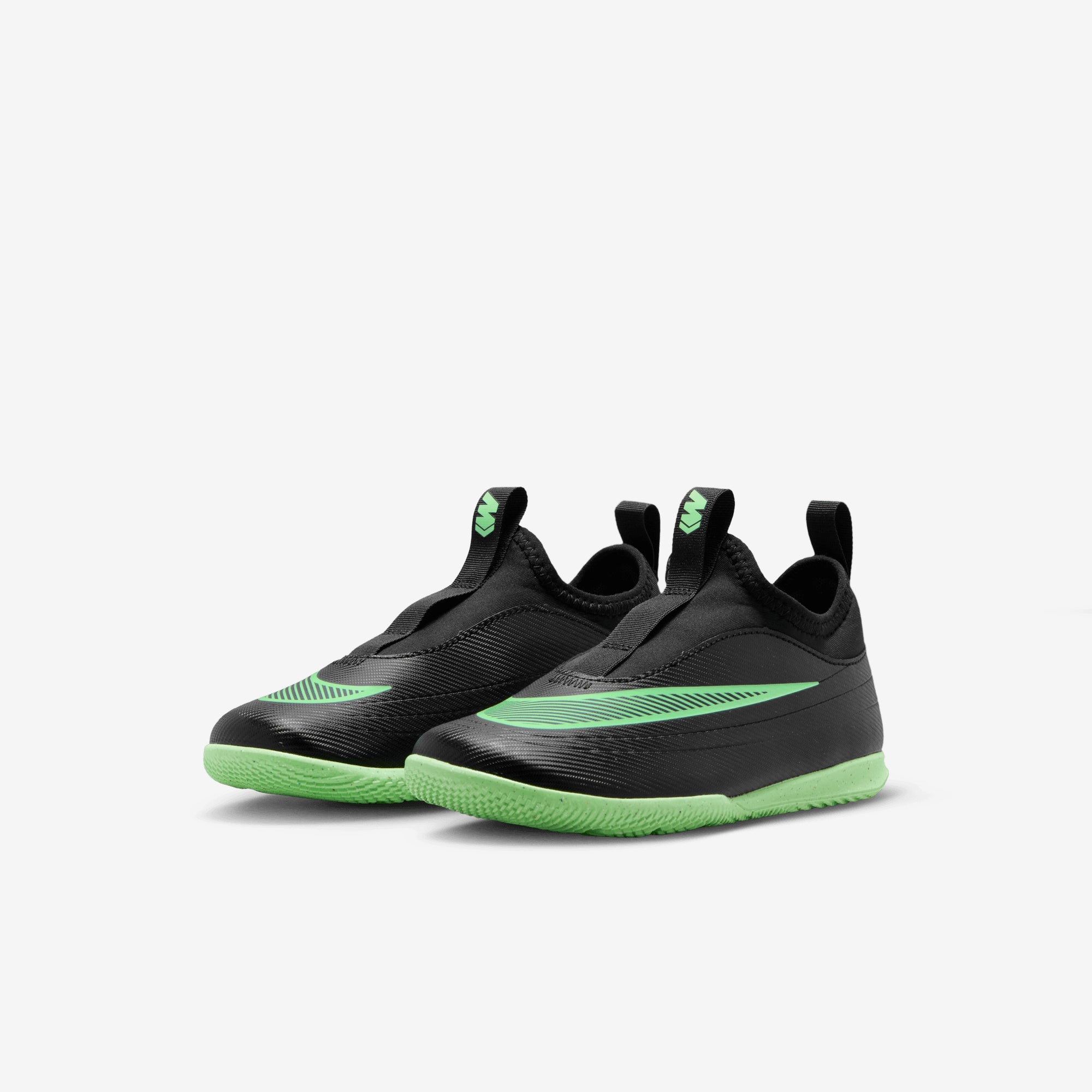 Nike Jr. Mercurial Vapor 17 Club Little Kids' Indoor/Court Low-Top Soccer Shoes - Black/Illusion Green-Black