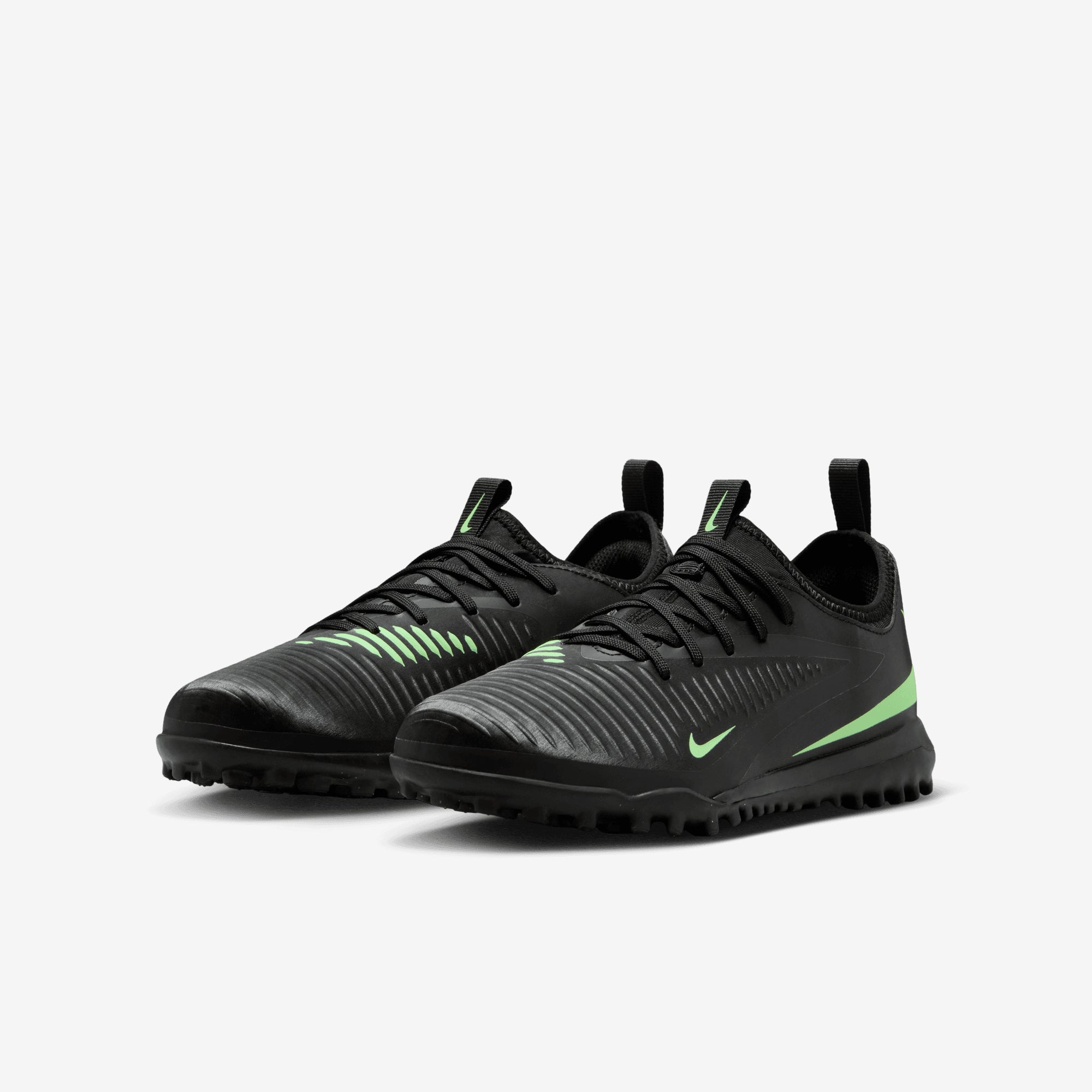 Nike Jr. Phantom 6 Low Academy Big Kids' Turf Soccer Shoes - Black/Illusion Green-Black