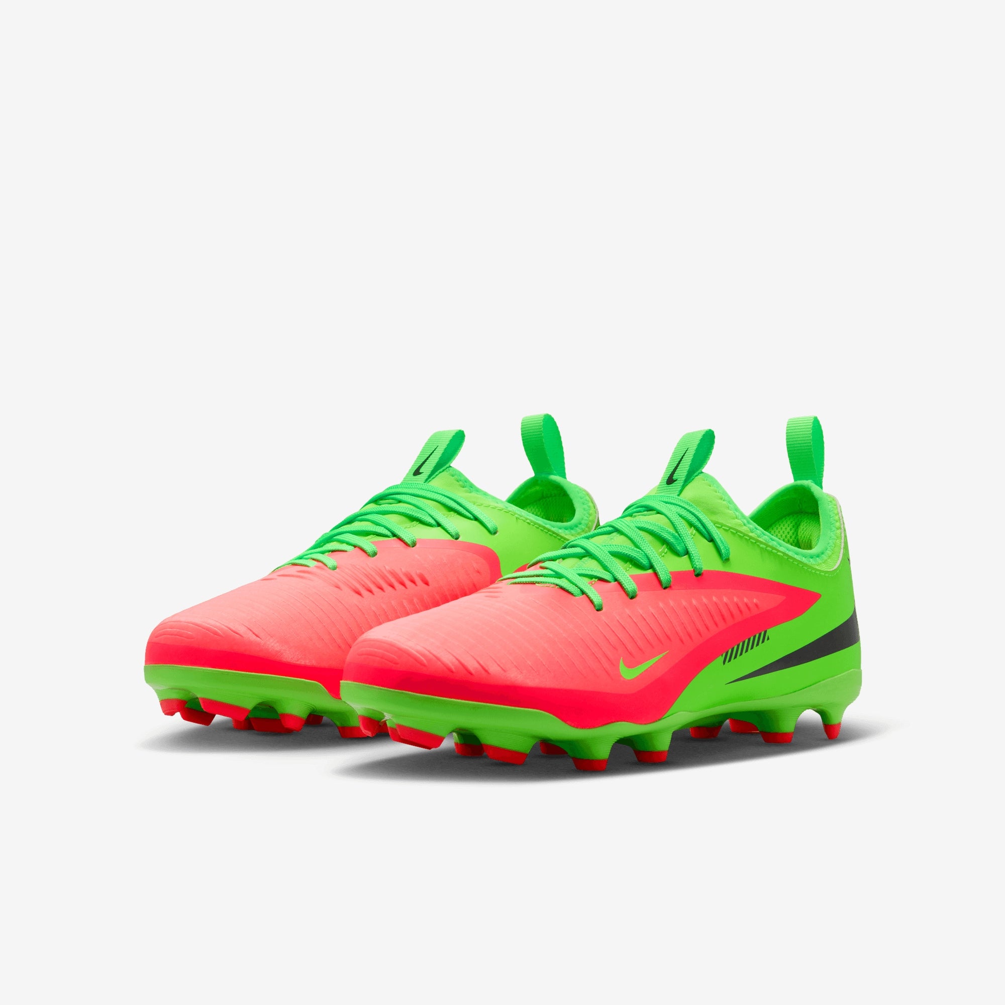 Nike Jr. Phantom 6 Low Academy Erling Haaland Big Kids' Multi-Ground Soccer Cleats - Hot Punch/Black-Green Strike