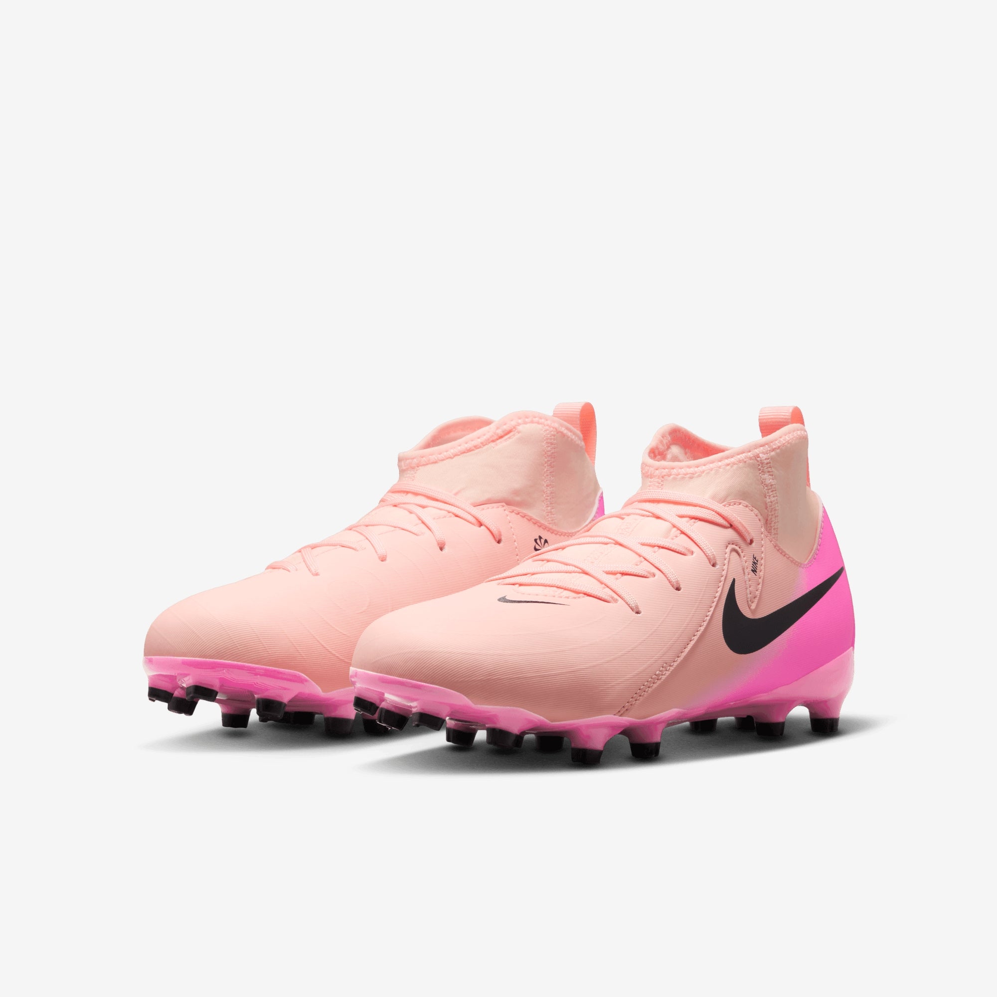 Nike Jr. Phantom Luna 2 Academy Little/Big Kids' MG High-Top Soccer Cleats - Crimson Tint/Black-Pink Blast