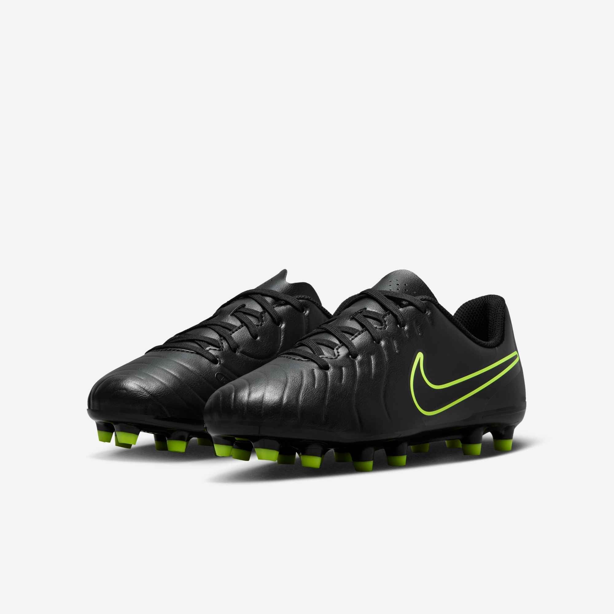 Nike Jr. Tiempo Legend 10 Club Little/Big Kids' MG Low-Top Soccer Cleats - Black/Volt