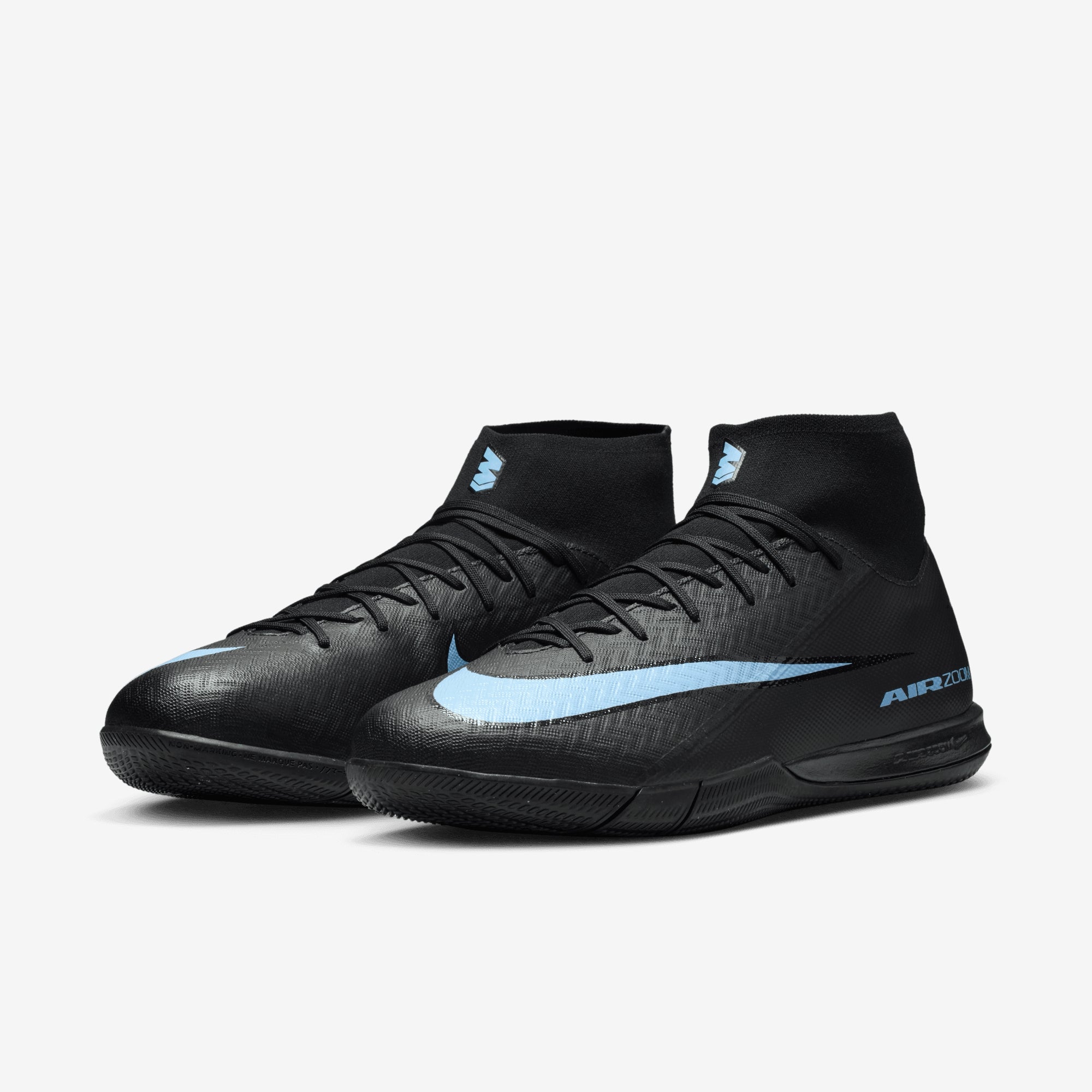 Nike Mercurial Superfly 10 Academy Indoor/Court High-Top Soccer Shoes - Black/Ice Blue
