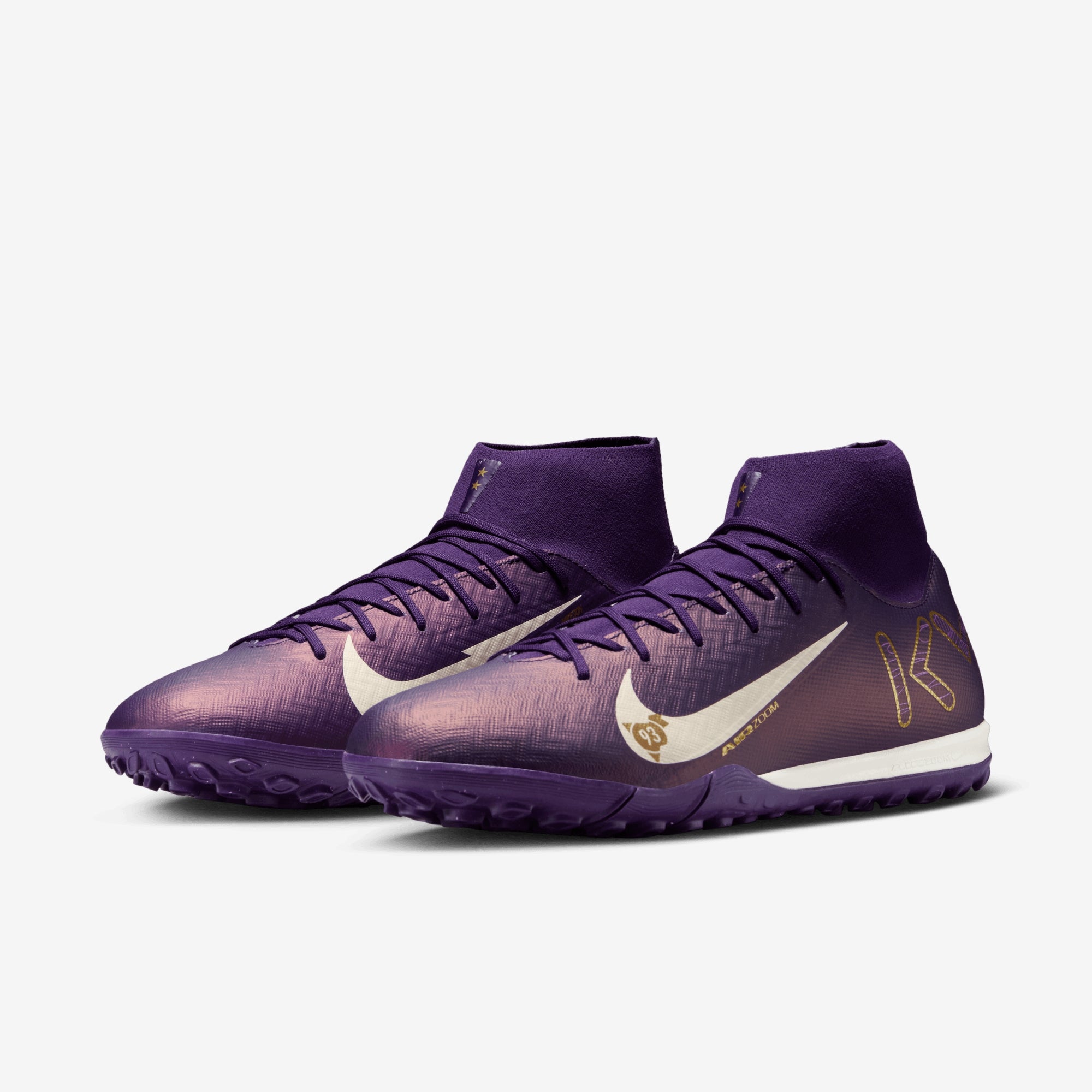 Nike Mercurial Superfly 10 Academy "Kylian Mbappé" TF High-Top Soccer Shoes - Grand Purple/Pale Ivory