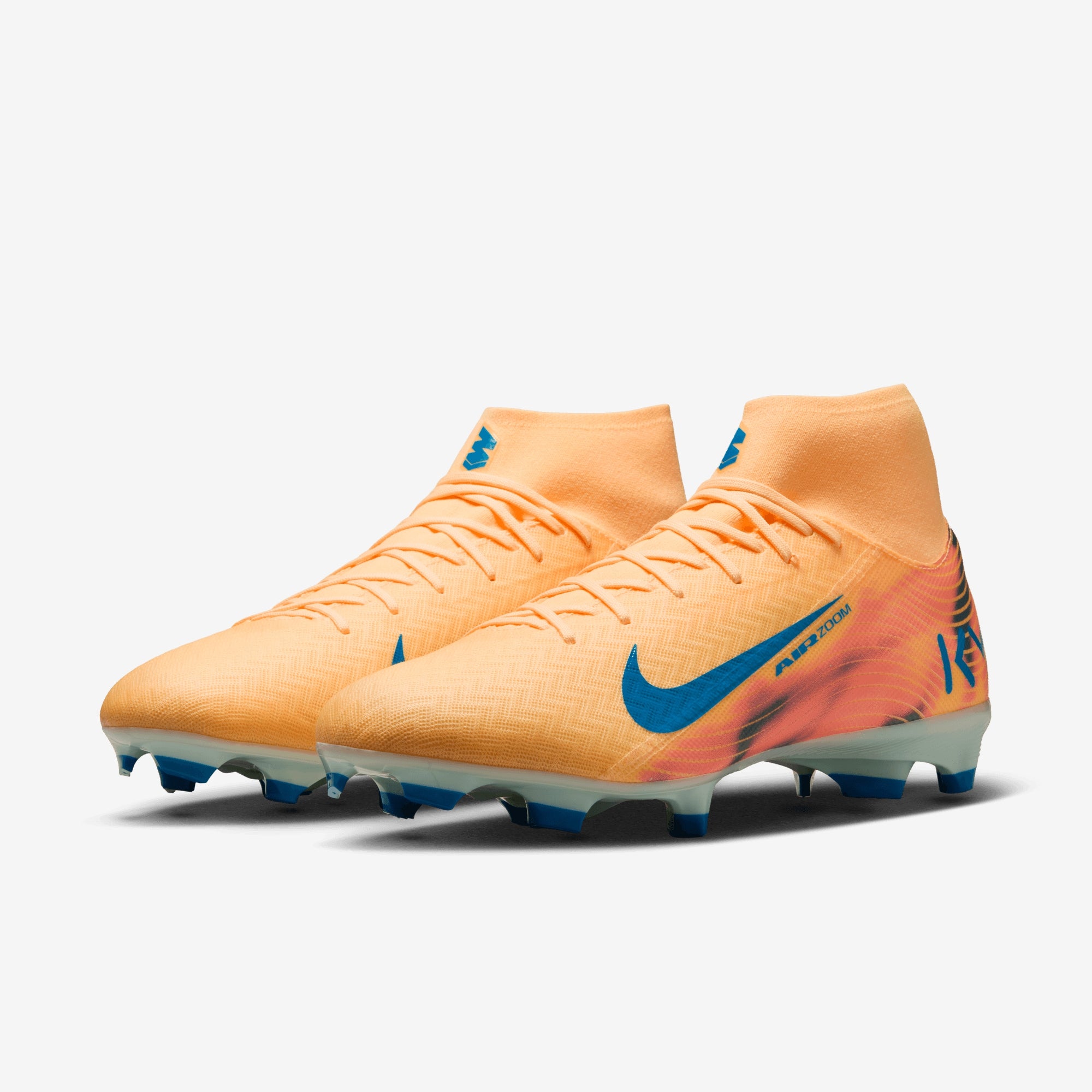 Nike Mercurial Superfly 10 Academy "Kylian Mbappé" Multi-Ground High-Top Soccer Cleats - Melon Tint/Neo Turq-Igloo
