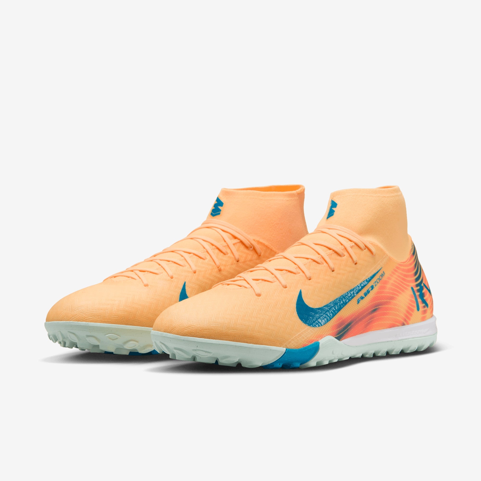 Nike Mercurial Superfly 10 Academy Kylian Mbappé Turf High-Top Soccer Shoes - Melon Tint/Neo Turq-Igloo