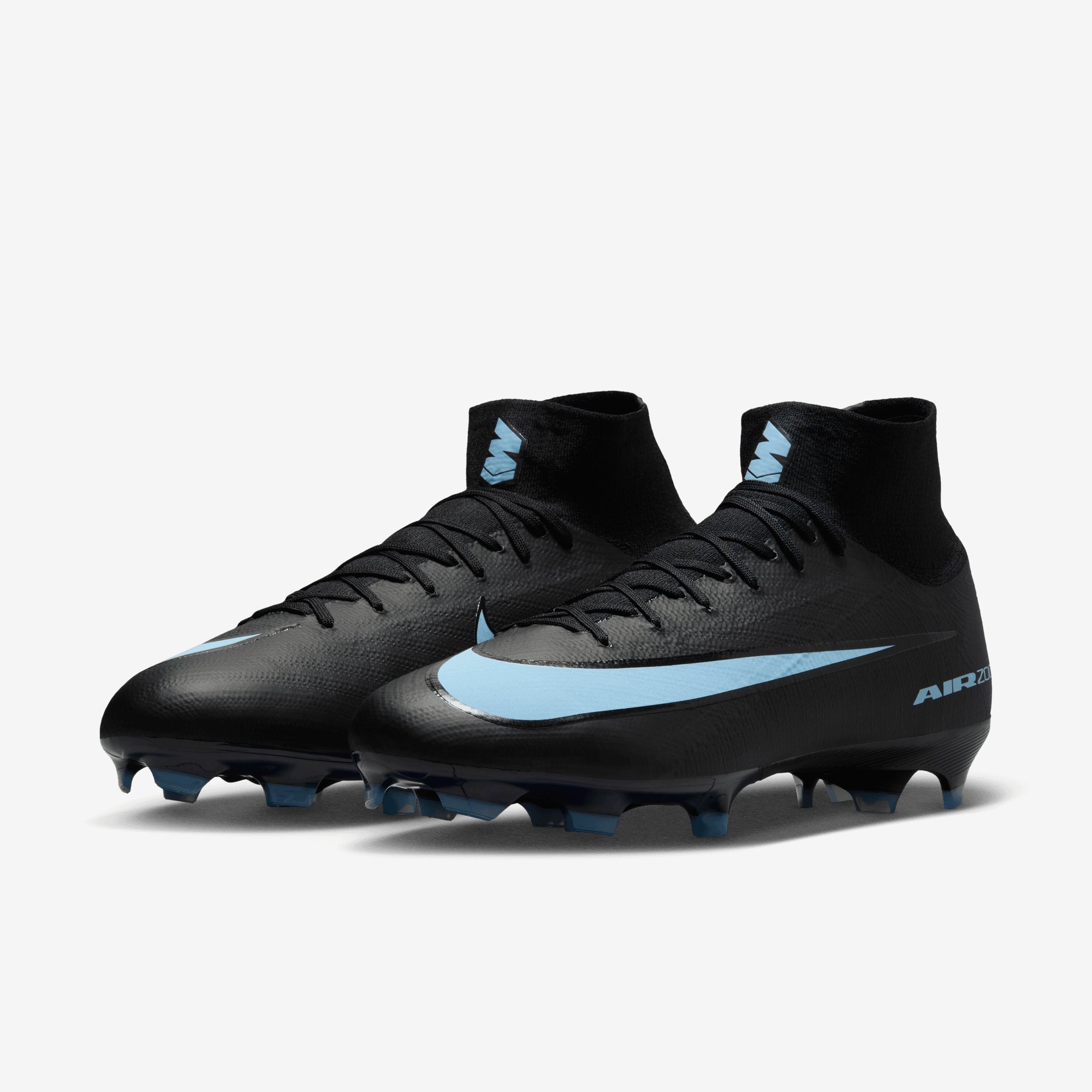Nike Mercurial Superfly 10 Pro Firm-Ground High-Top Soccer Cleats - Black/Ice Blue