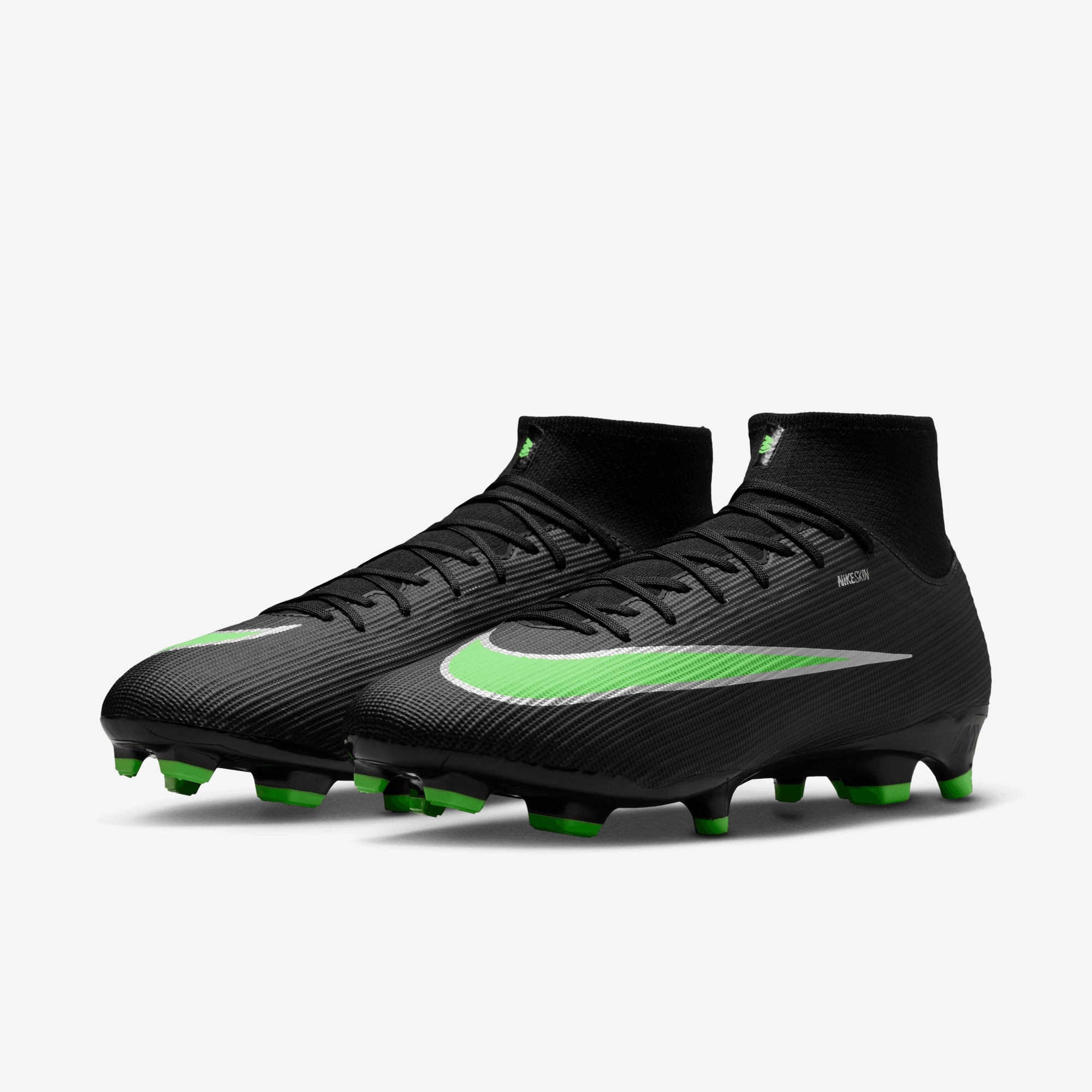 Nike Mercurial Superfly 11 Academy Multi-Ground High-Top Soccer Cleats - Black/Illusion Green-Black