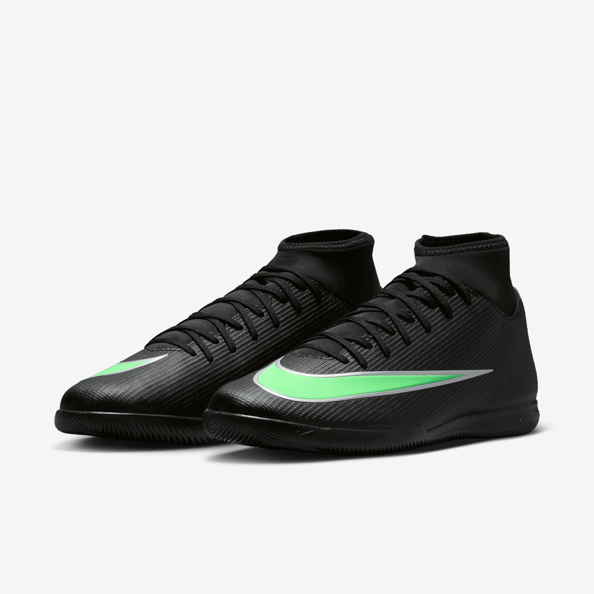 Nike Mercurial Superfly 11 Club Indoor/Court High-Top Soccer Shoes - Black/Illusion Green-Black