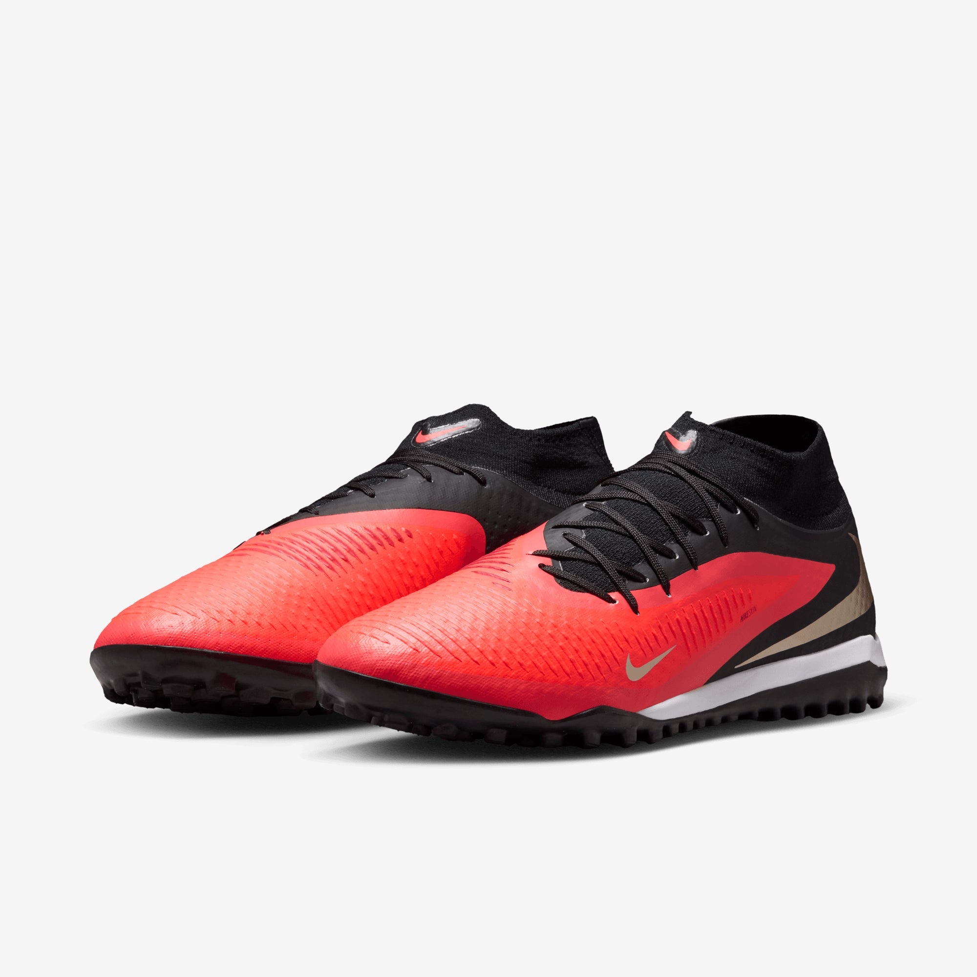 Nike Phantom 6 High Academy Turf Soccer Shoes - Bright Crimson/Blur-Black