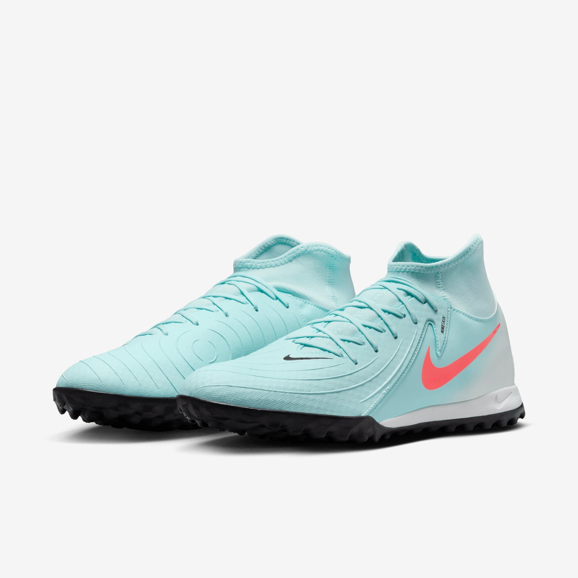 Nike Phantom Luna 2 Academy Turf High-Top Soccer Shoes - Mint/Atomic Red-Off Noir