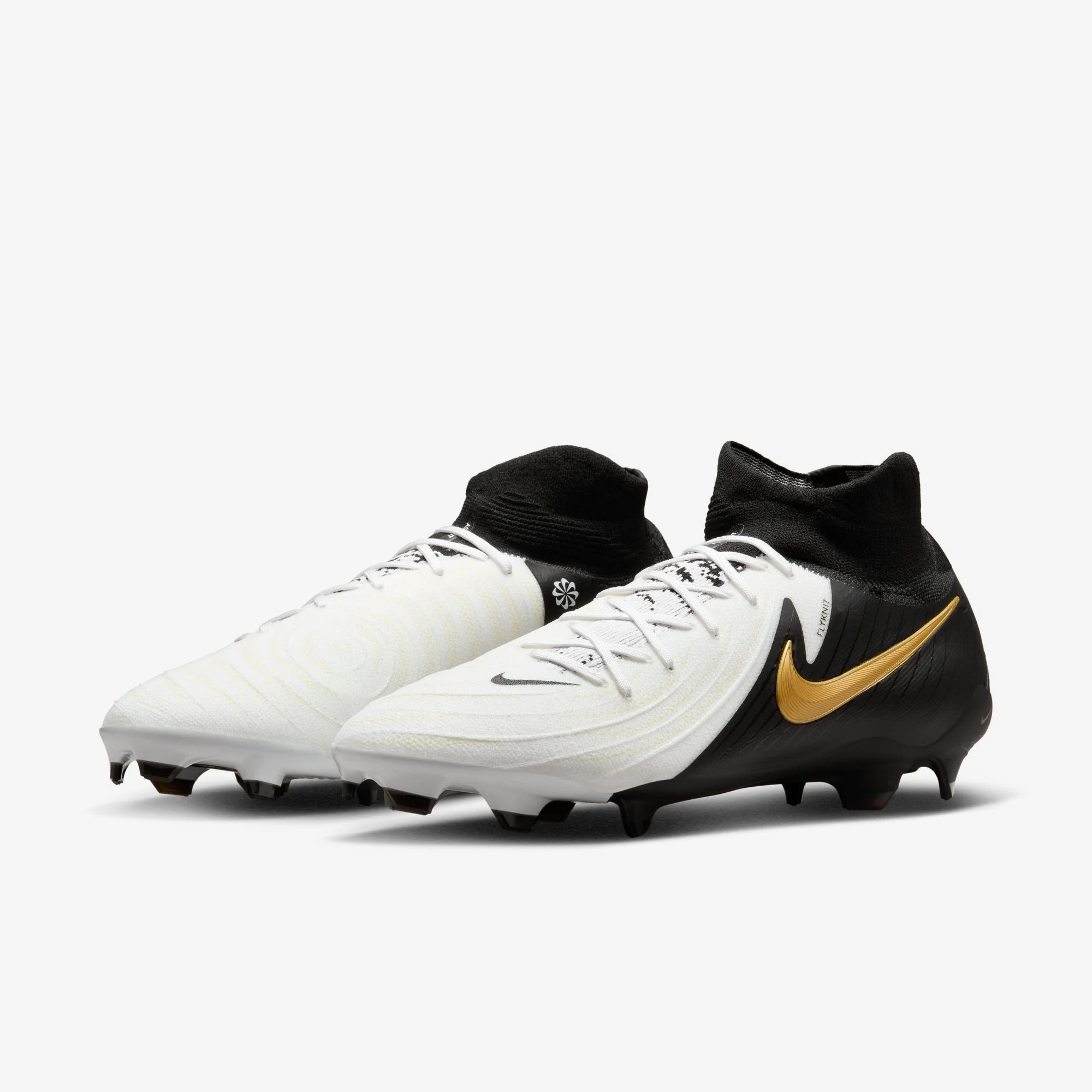 Nike Phantom Luna 2 Pro FG High-Top Soccer Cleats - White/Black/Metallic Gold Coin