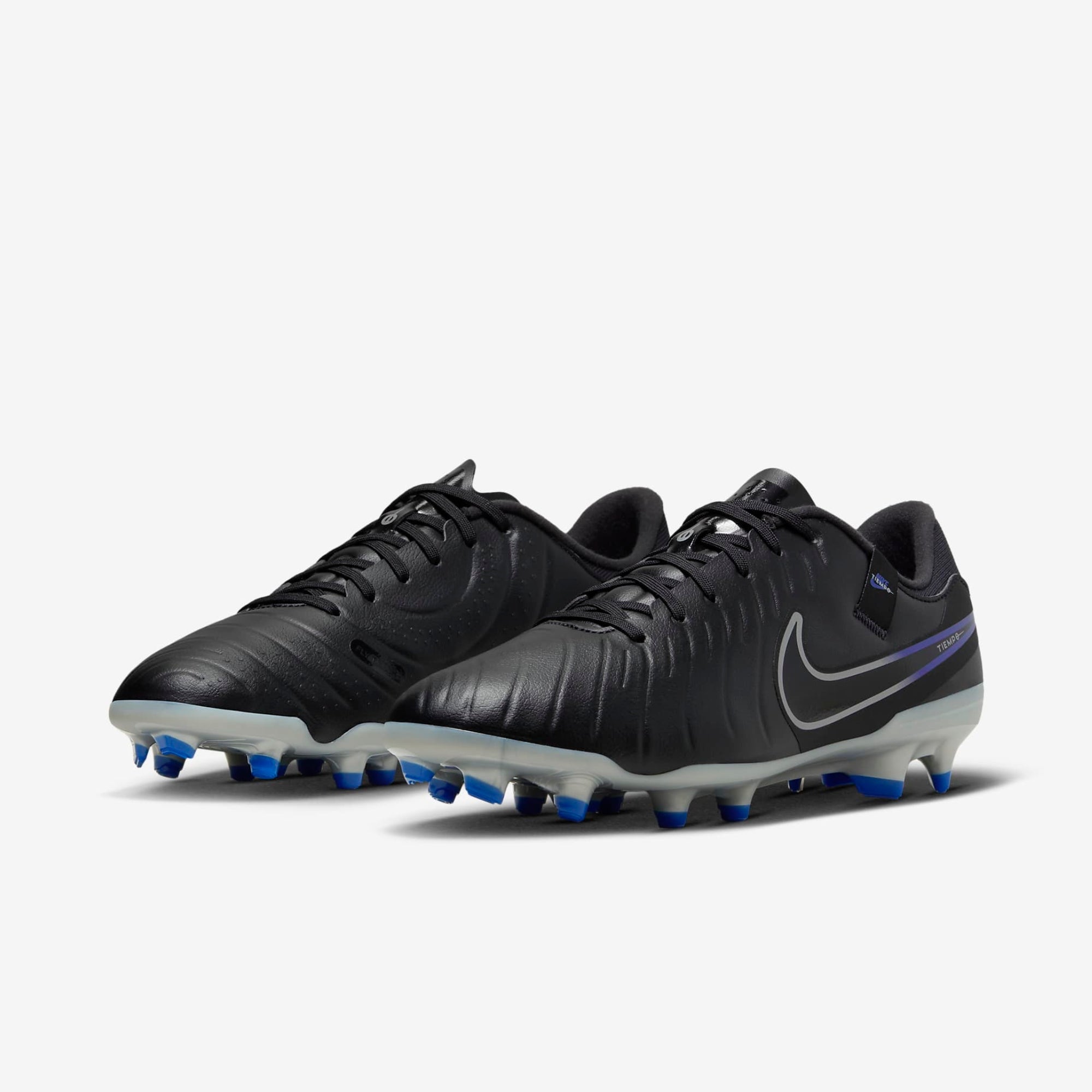 Nike Tiempo Legend 10 Academy Multi-Ground Low-Top Soccer Cleats - Black/Chrome/Hyper Royal