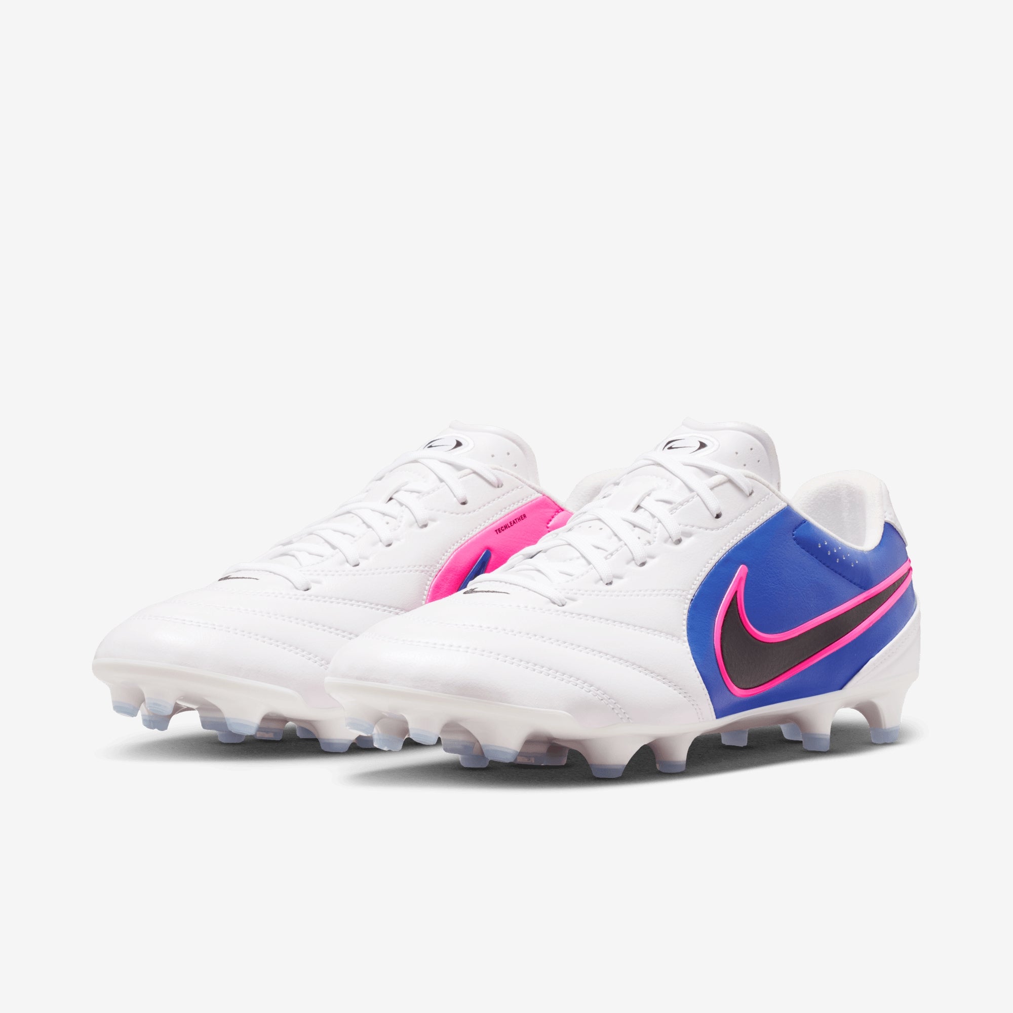 Nike Tiempo Ligera Pro Firm-Ground Low-Top Soccer Cleats - White/Black-Racer Blue-Pink Blast