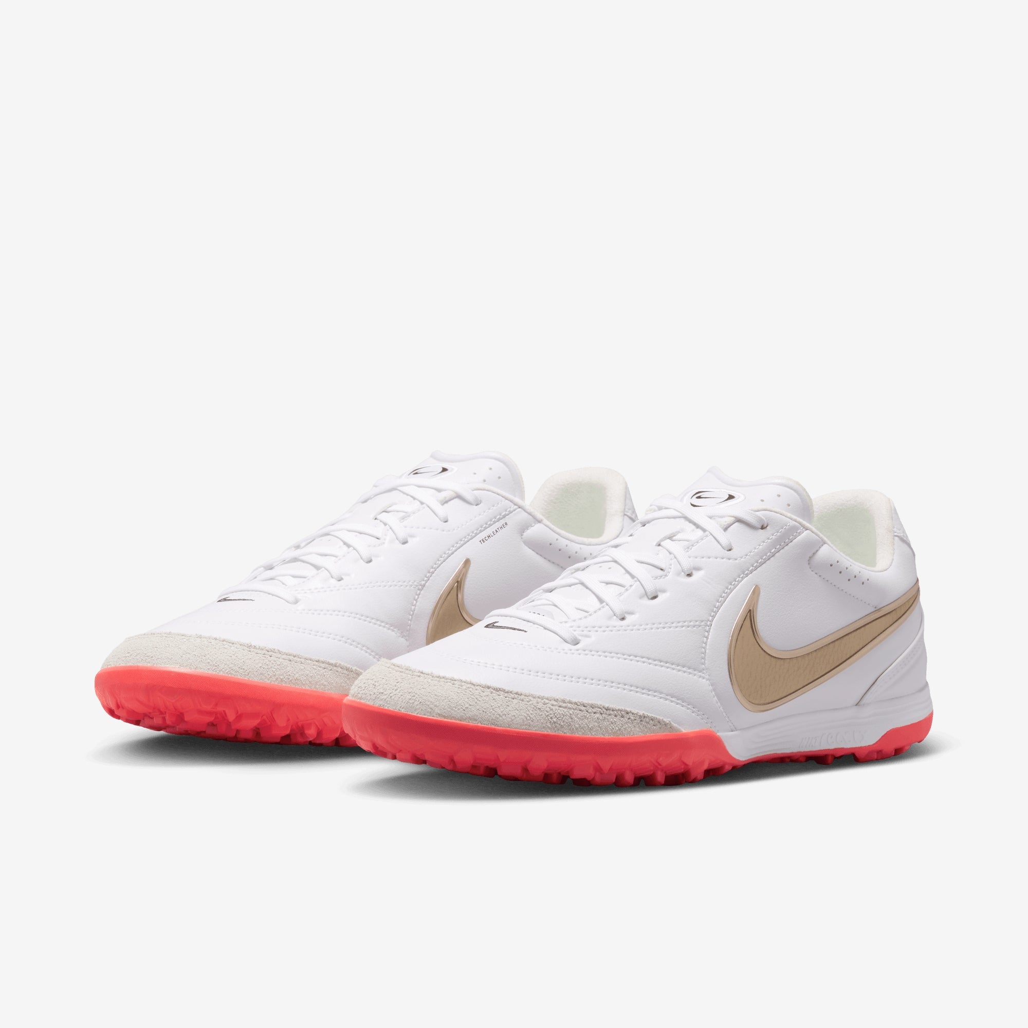 Nike Tiempo Ligera Pro Turf Low-Top Soccer Shoes - White/Blur-Bright Crimson