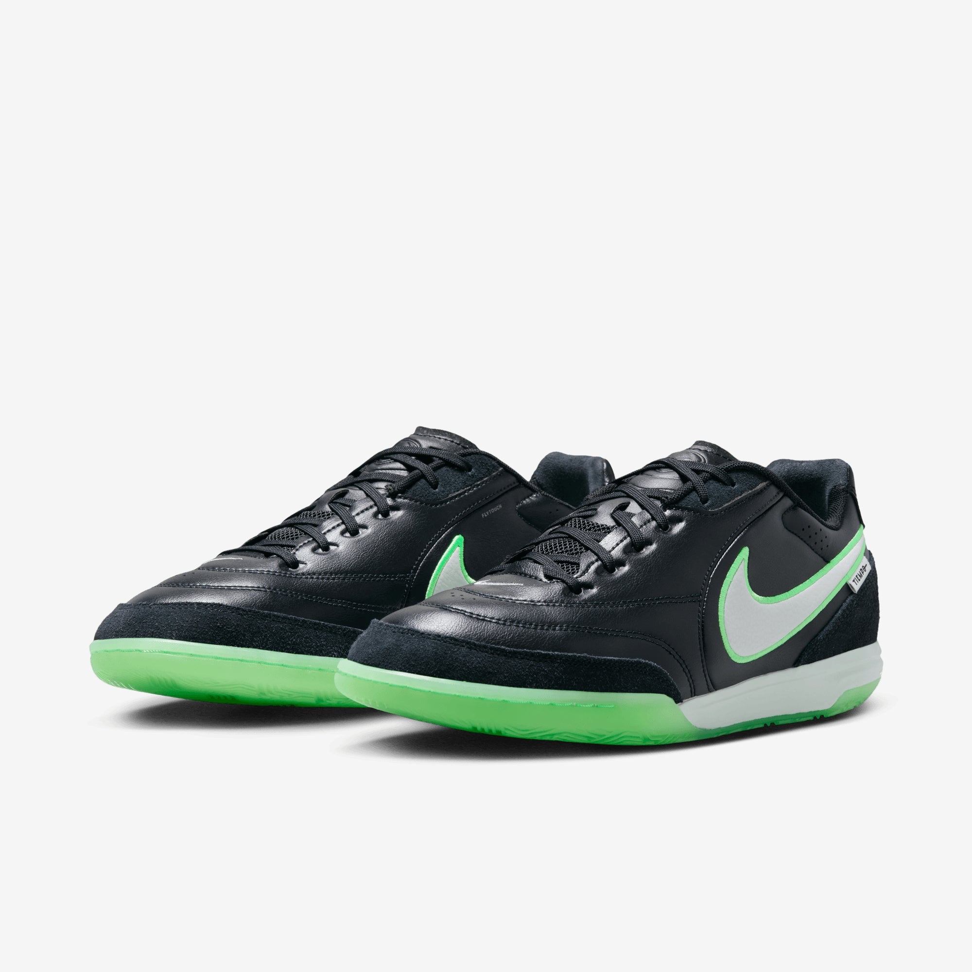Nike Tiempo Streetgato Indoor/Court Low-Top Soccer Shoes - Black/Illusion Green-Black