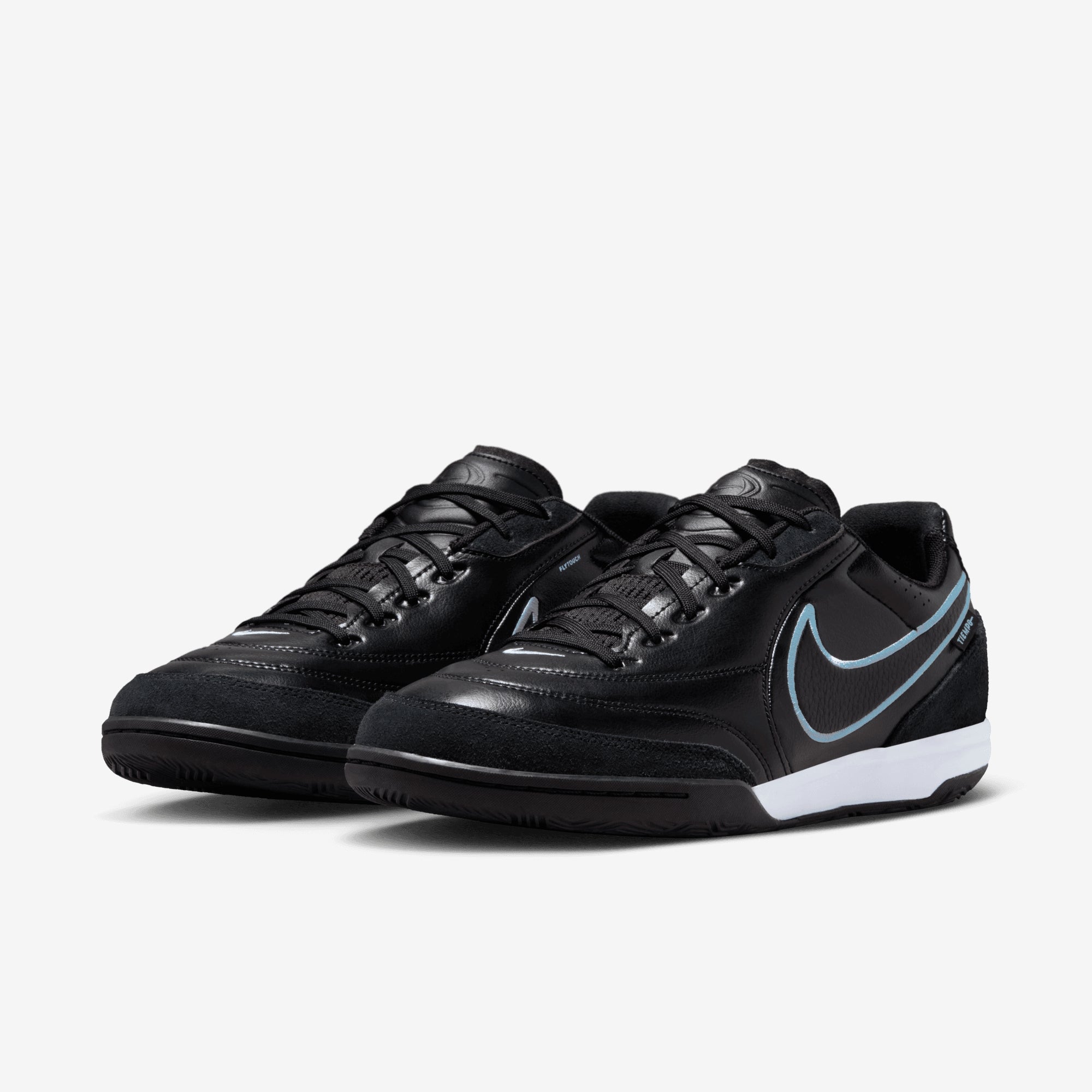 Nike Tiempo Streetgato Indoor/Court Low-Top Soccer Shoes - Black/Obsidian-Ice Blue
