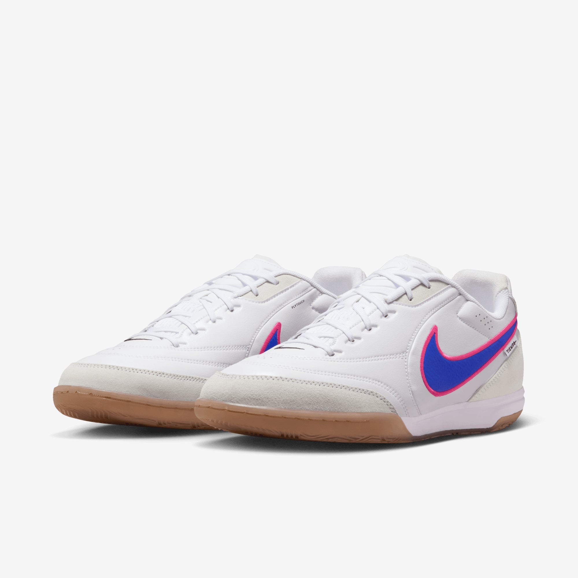 Nike Tiempo Streetgato Indoor/Court Low-Top Soccer Shoes - White/Racer Blue-Pink Blast