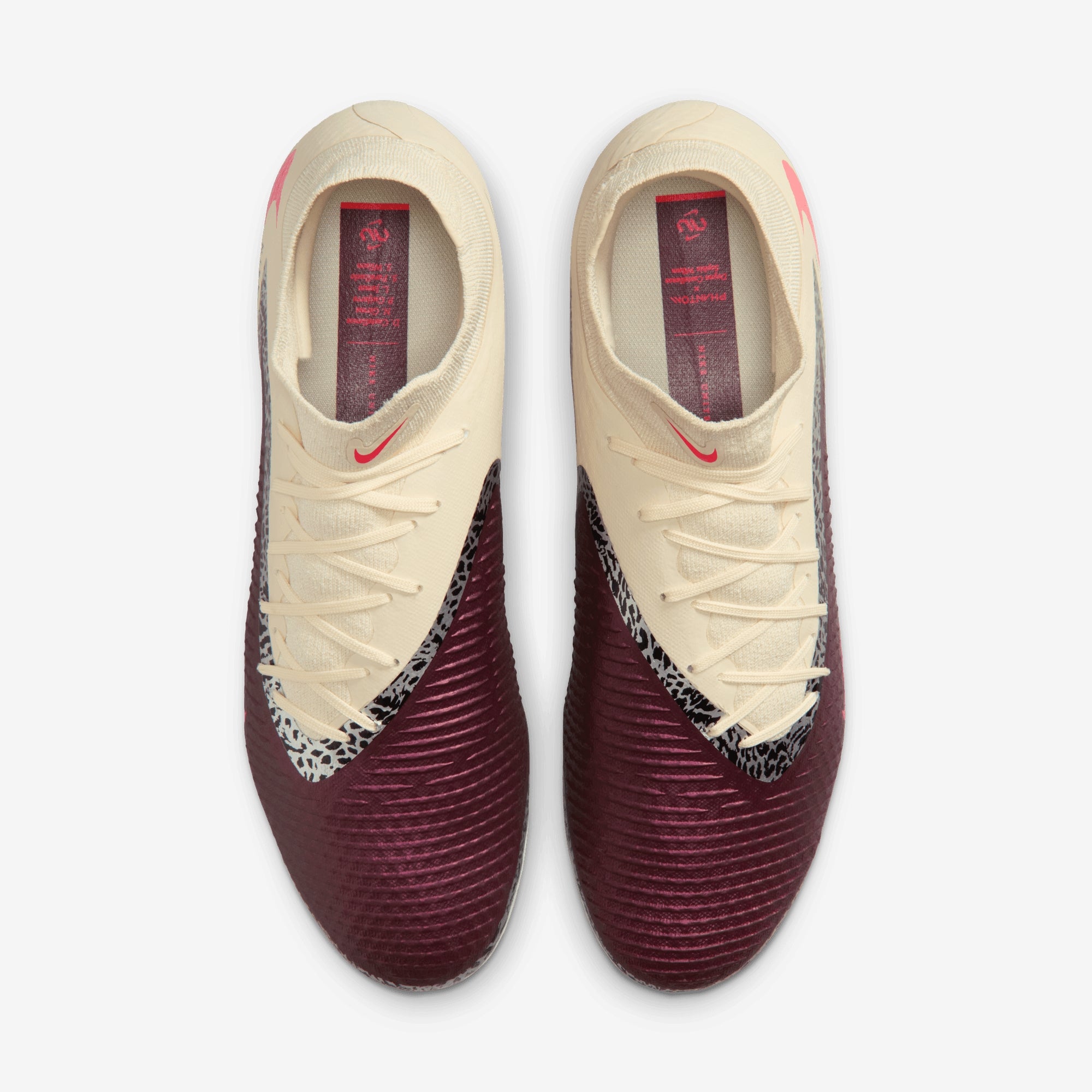 Nike United Phantom 6 High Academy Multi-Ground Soccer Cleats - Burgundy Crush/University Red-Fossil