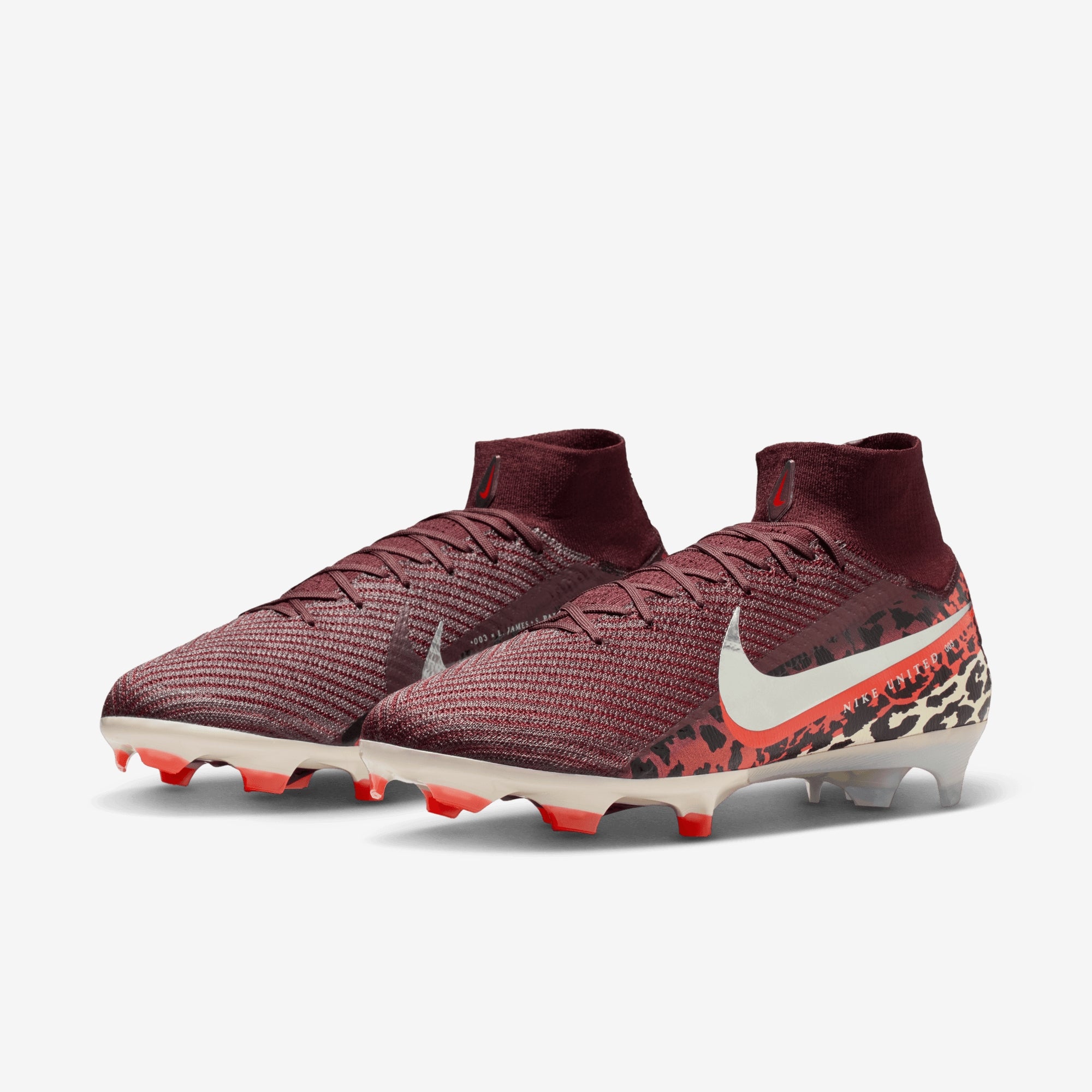 Nike United Superfly 10 Elite Firm-Ground High-Top Soccer Cleats - Burgundy Crush/Metallic Silver