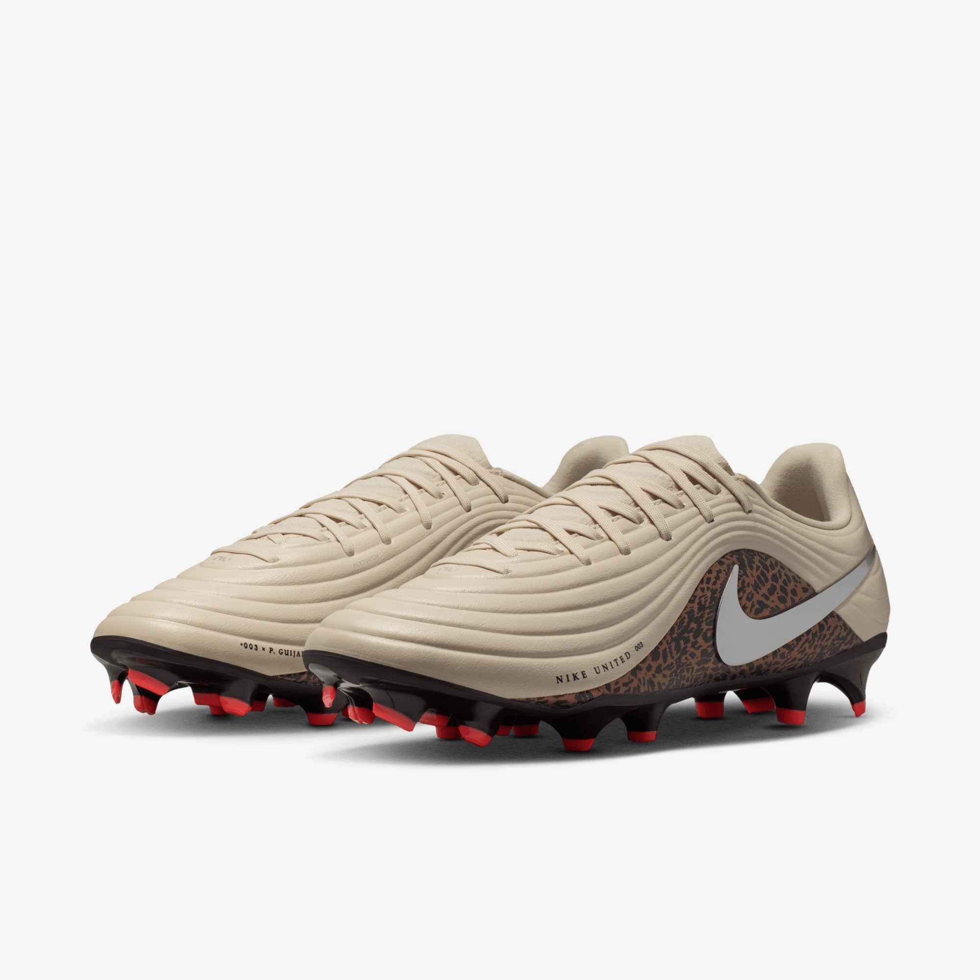 Nike United Tiempo Maestro Academy Multi-Ground Low-Top Soccer Cleats - Fossil/Metallic Silver-Burgundy Crush