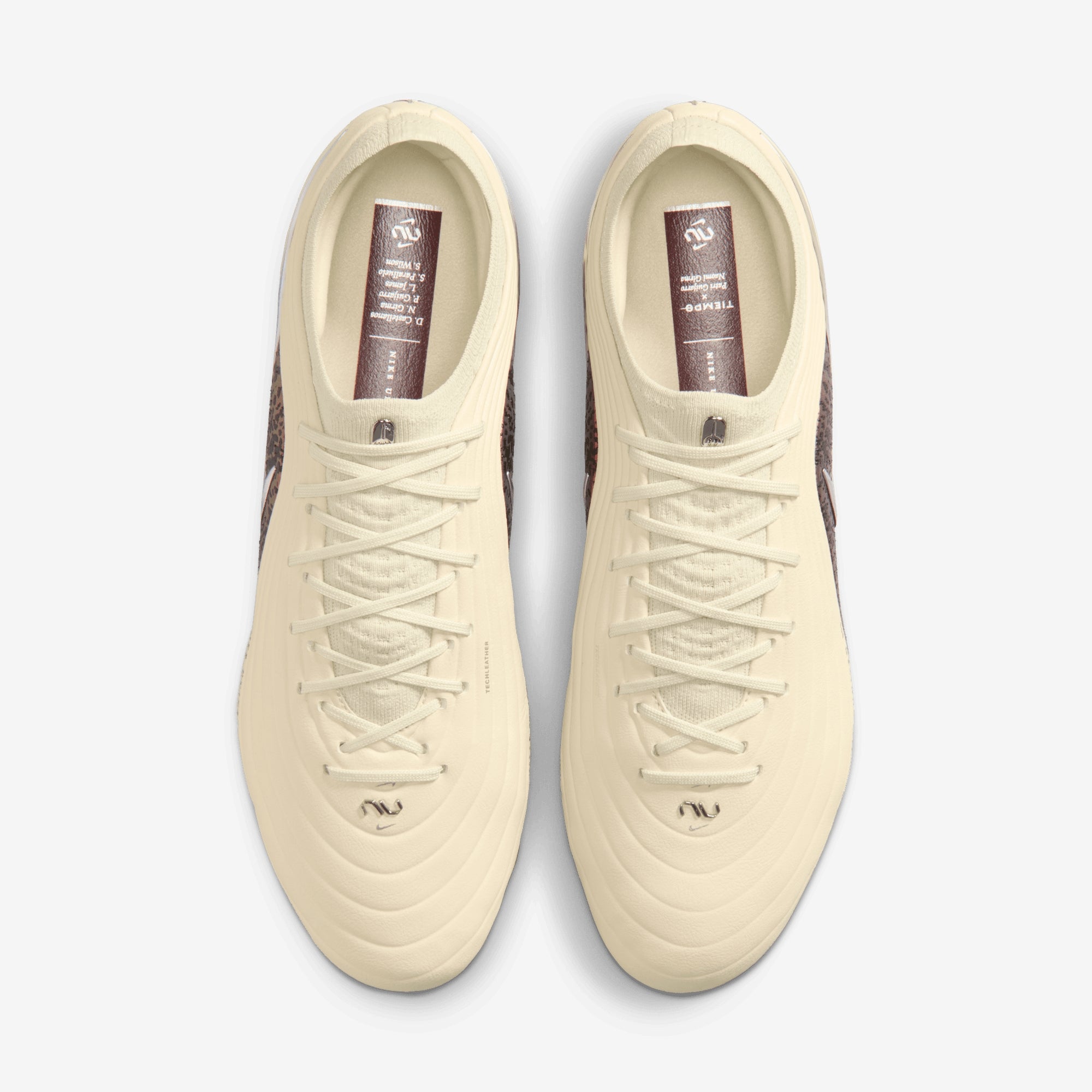 Nike United Tiempo Maestro Elite Firm-Ground Low-Top Soccer Cleats - Fossil/Metallic Silver-Burgundy Crush