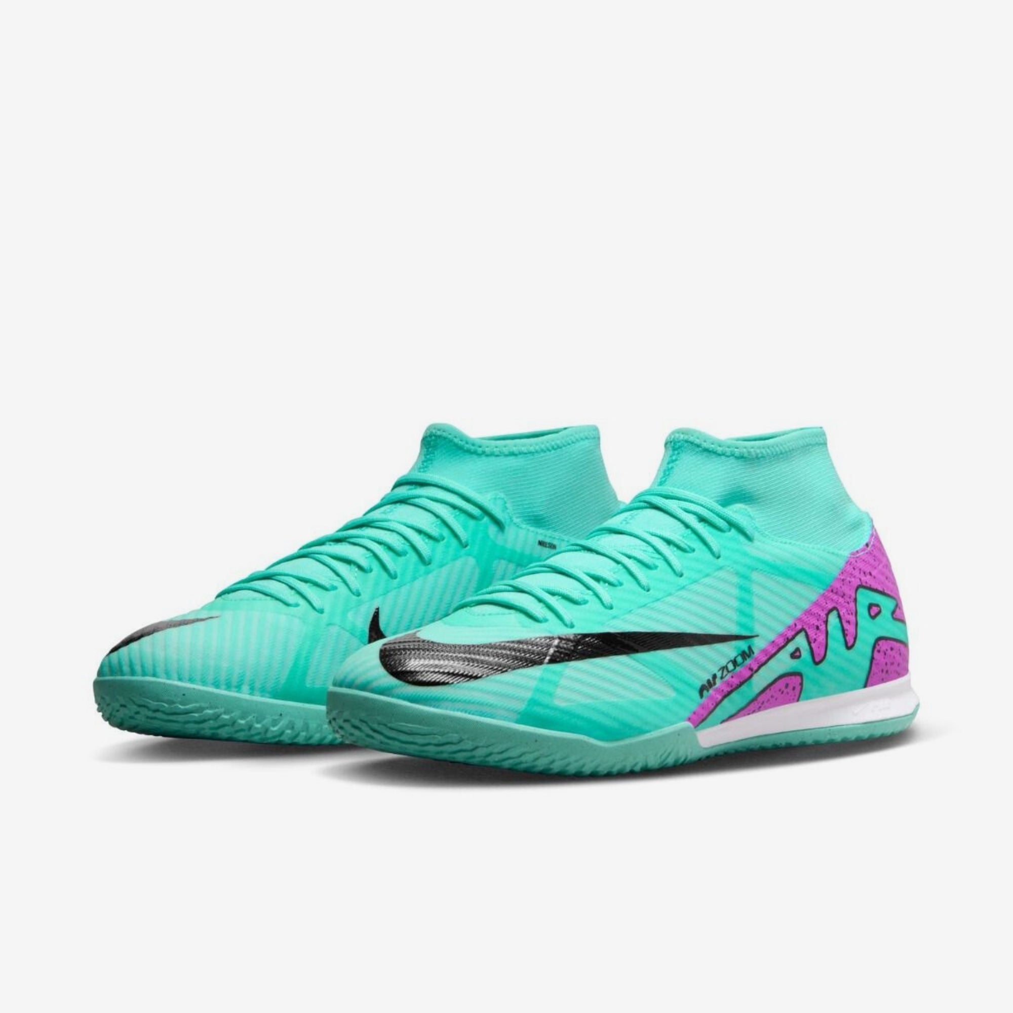 Nike Zoom Mercurial Superfly 9 Academy Indoor/Court High-Top Soccer Shoes - Hyper Turq/Fuchsia Dream-Black-White
