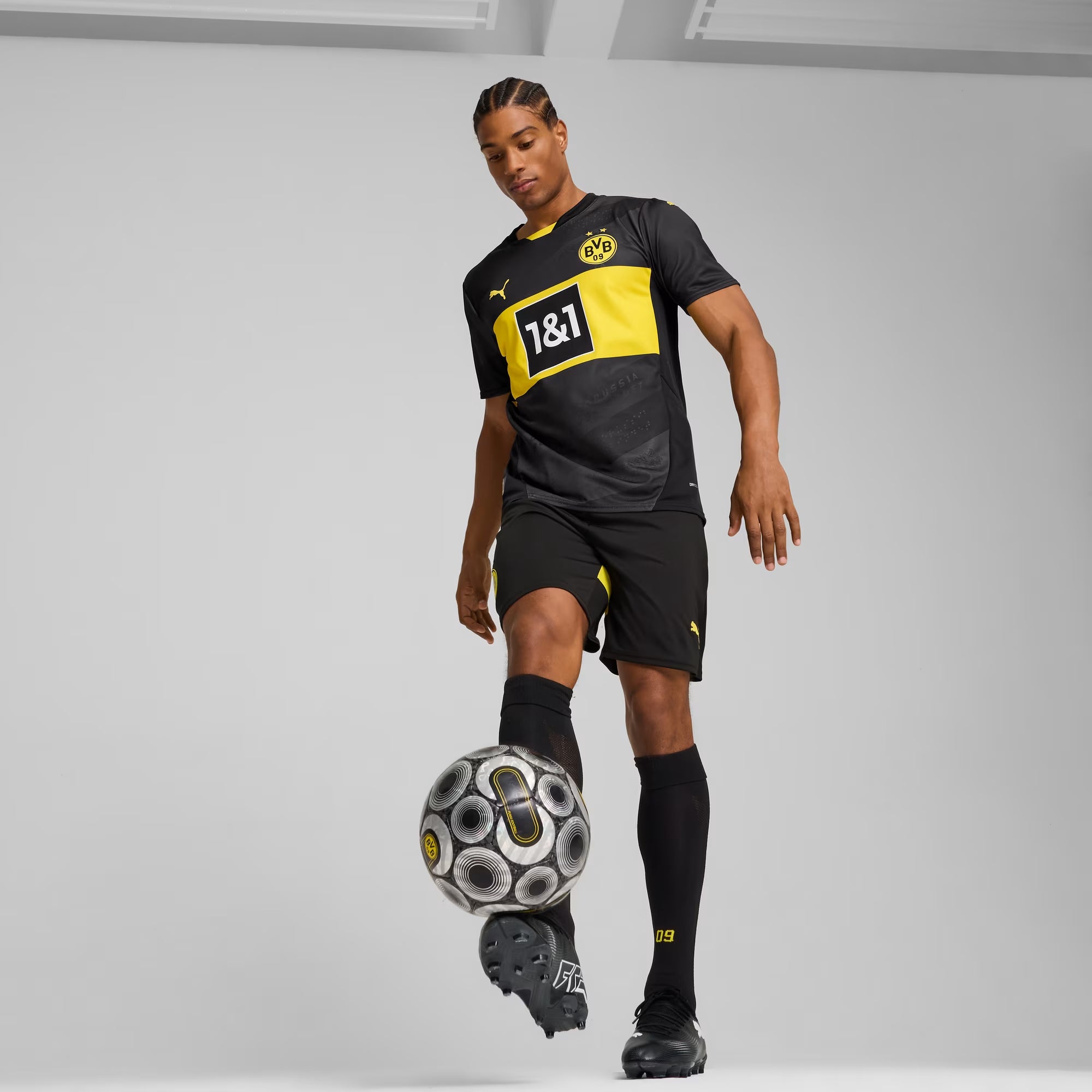 PUMA Borussia Dortmund 2024/25 Stadium Away Men's dryCELL Soccer Replica Jersey - PUMA Black-Faster Yellow